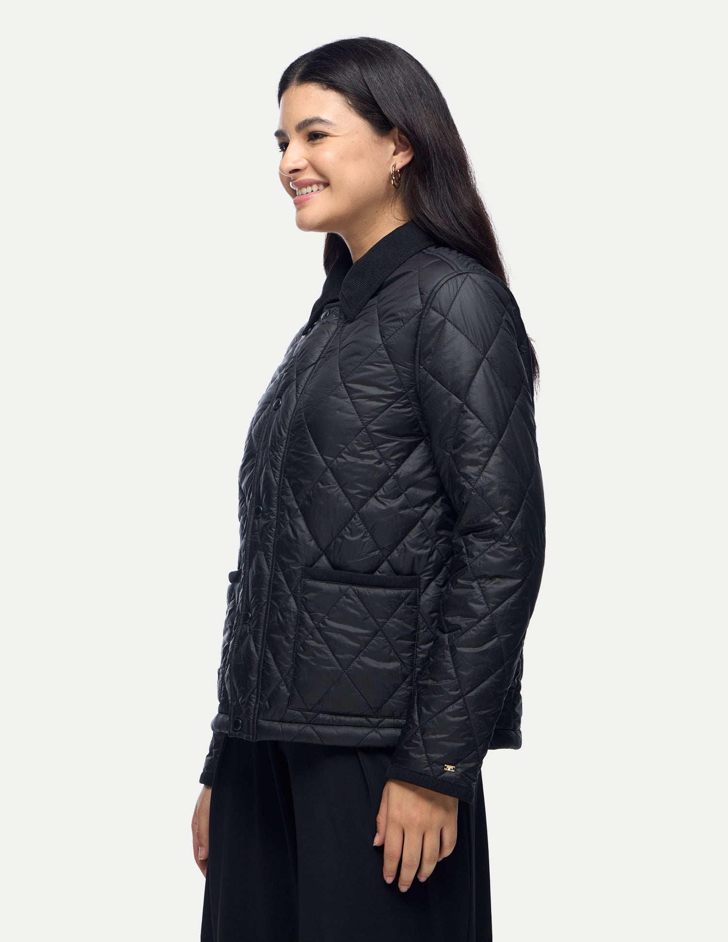 Solid Regular Fit Quilted Jacket Black - U.S. Polo Assn. India | Large