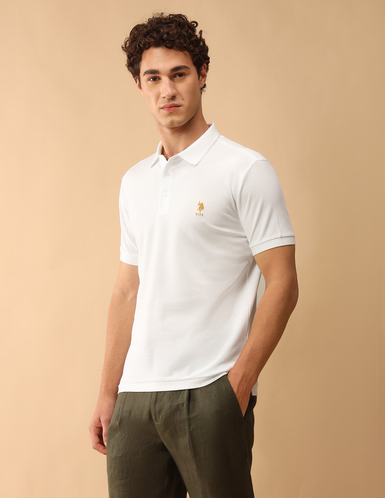 Pacho X Slim Fit Solid Polo Shirt White - U.S. Polo Assn. India | Large