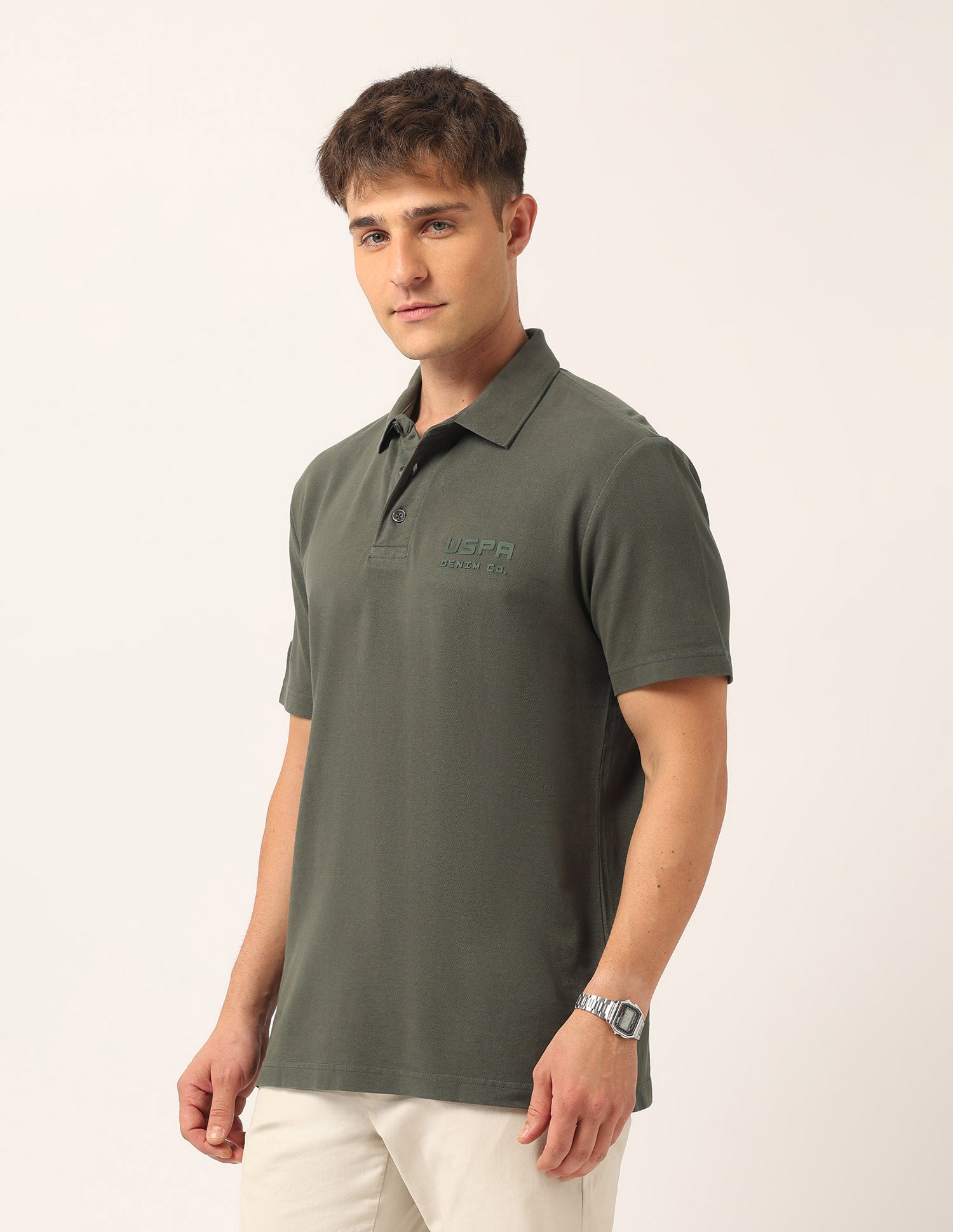 Solid Relaxed Fit Polo Shirt Grey - U.S. Polo Assn. India | Large