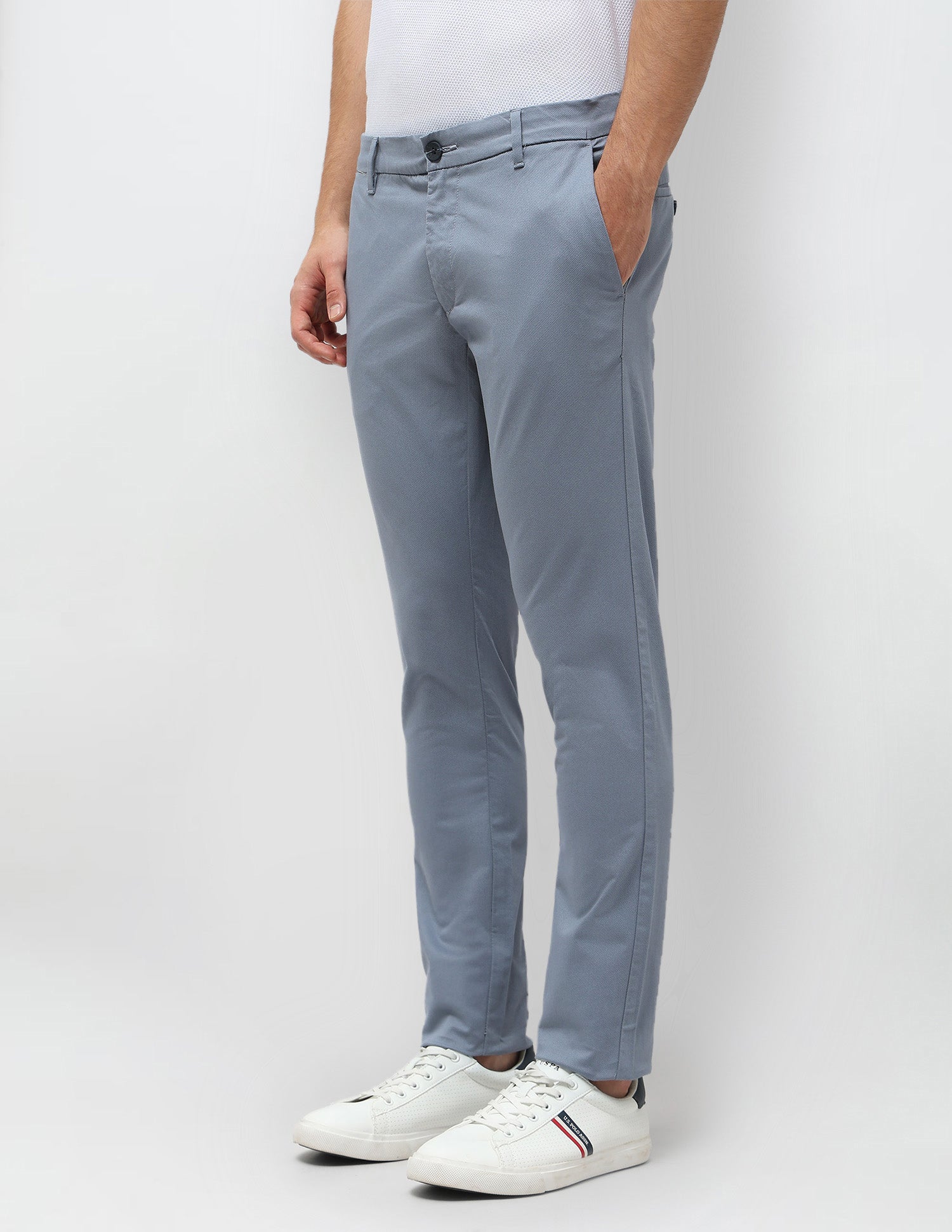 Austin Slim Fit Satin Trousers Blue - U.S. POLO ASSN. | Large