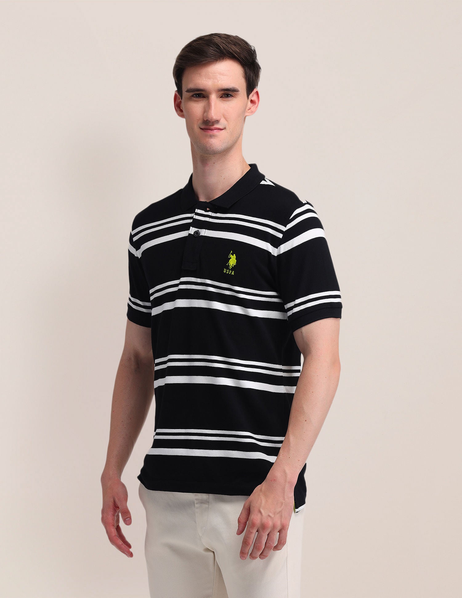 Slim Fit Striped Polo Shirt Black - U.S. POLO ASSN. | Large