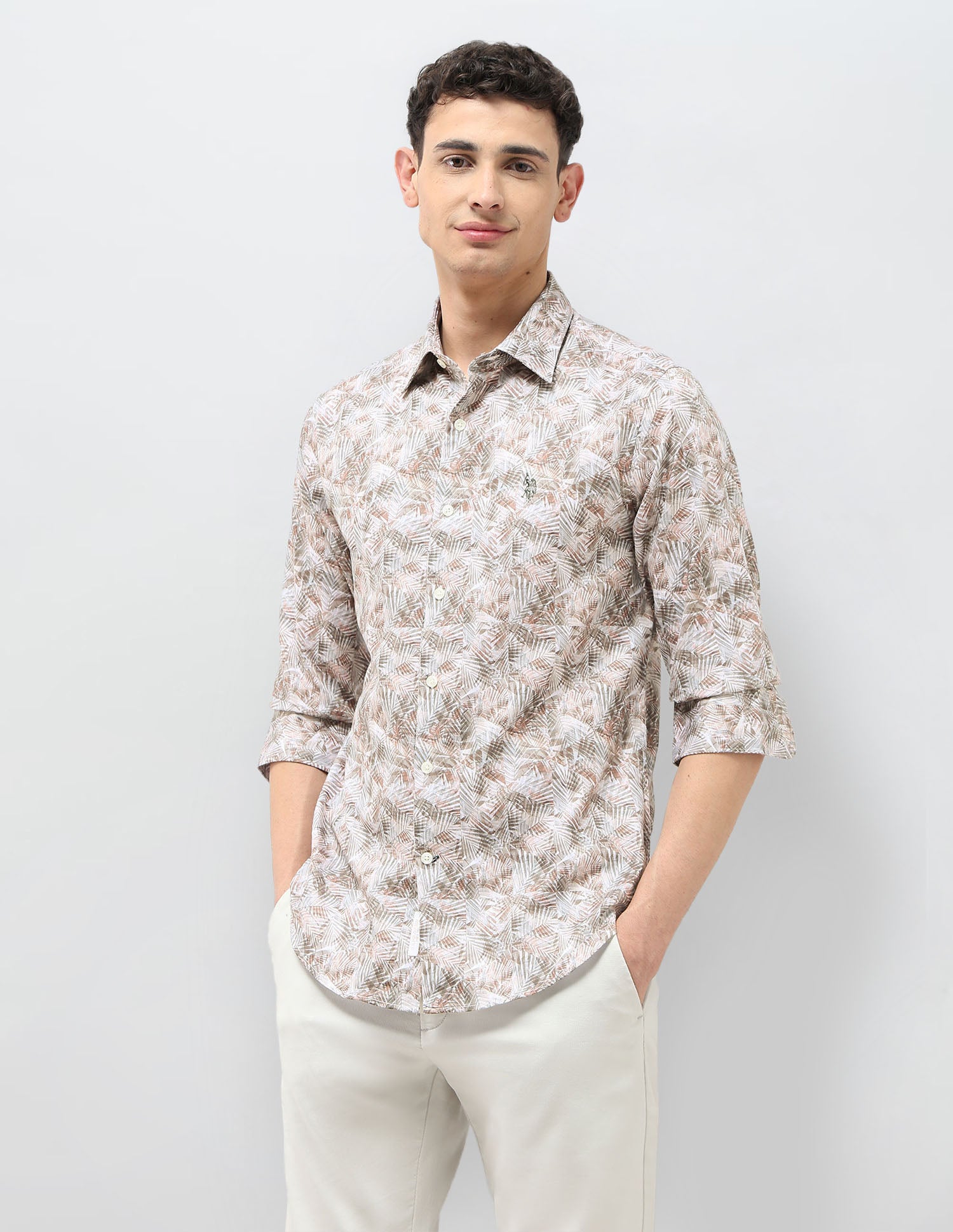 Satin Tailored Fit Shirt Green - U.S. POLO ASSN. | Large