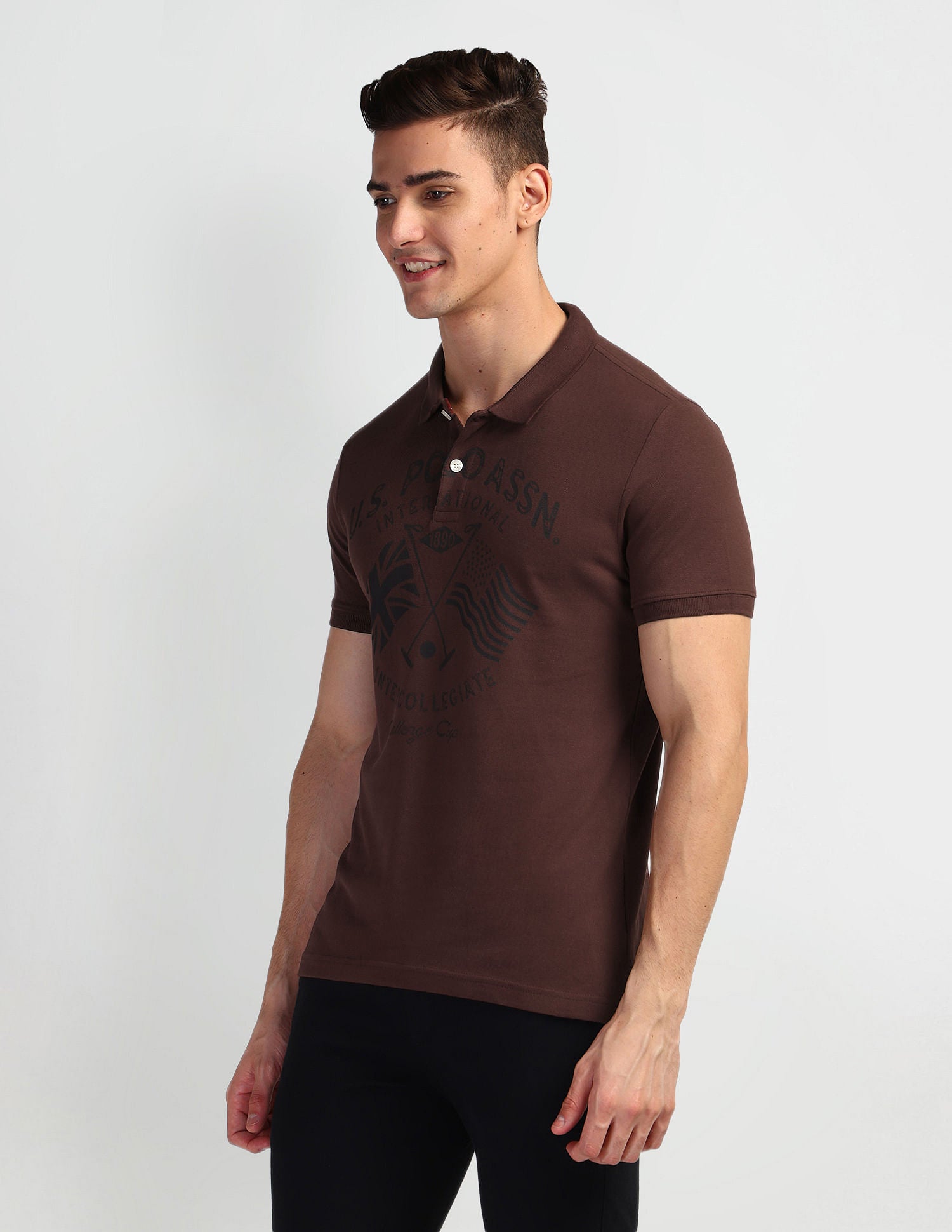 Brand Print Pique Polo Shirt Maroon - U.S. Polo Assn. India | Large