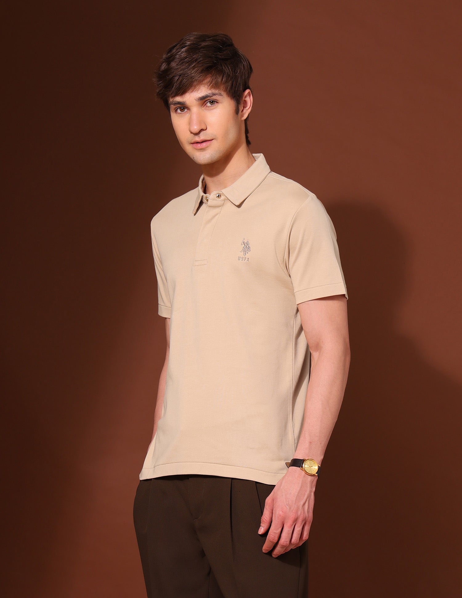 Pure Cotton Work And Wander Polo Shirt Beige - U.S. Polo Assn. India | Large
