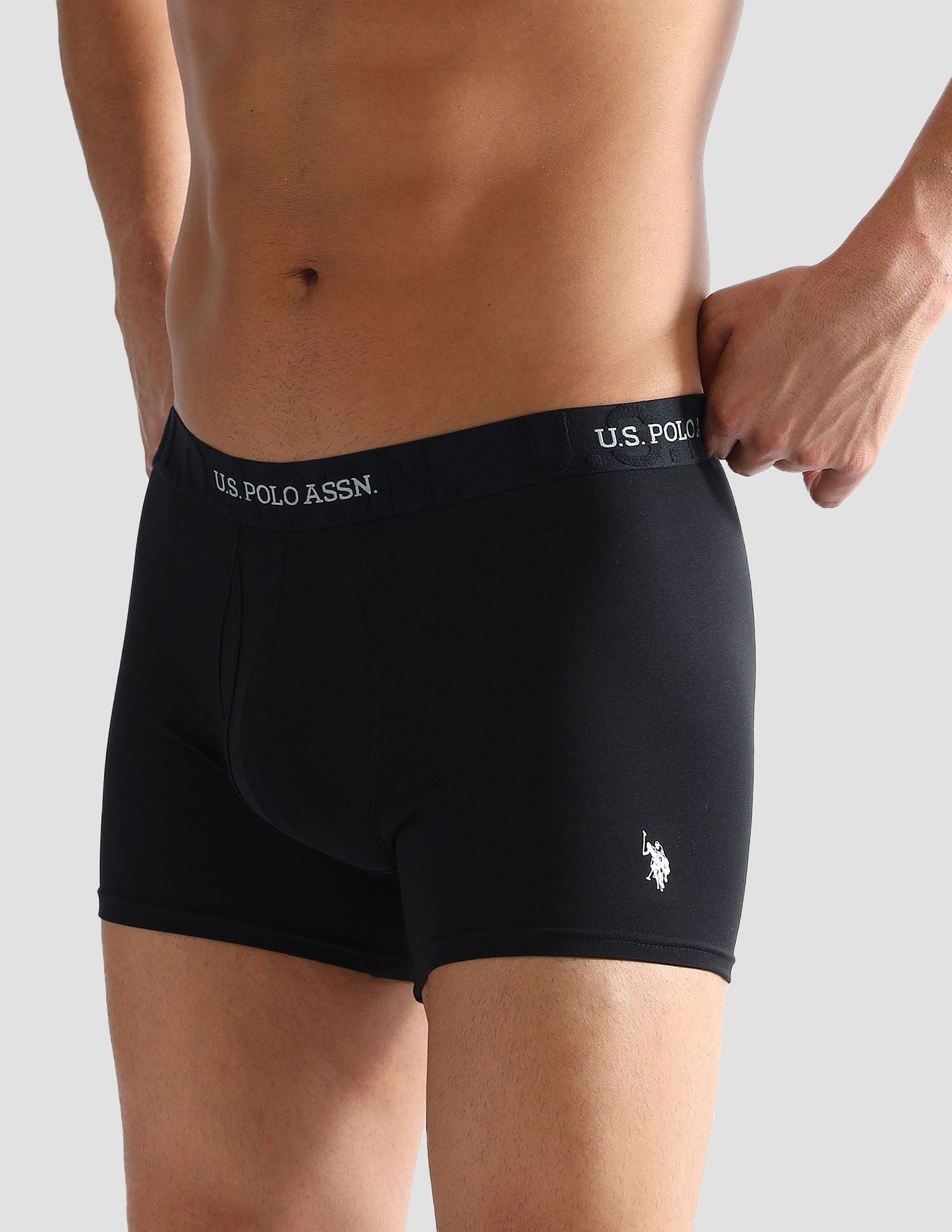 Anti Microbial Solid ET007 Trunks - Pack of 1 Black - U.S. POLO ASSN. | Large
