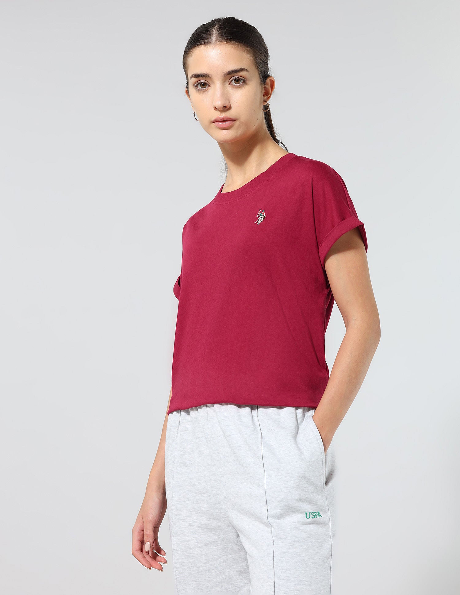 Regular Fit Solid Lounge T-Shirt Dark Red - U.S. POLO ASSN. | Large