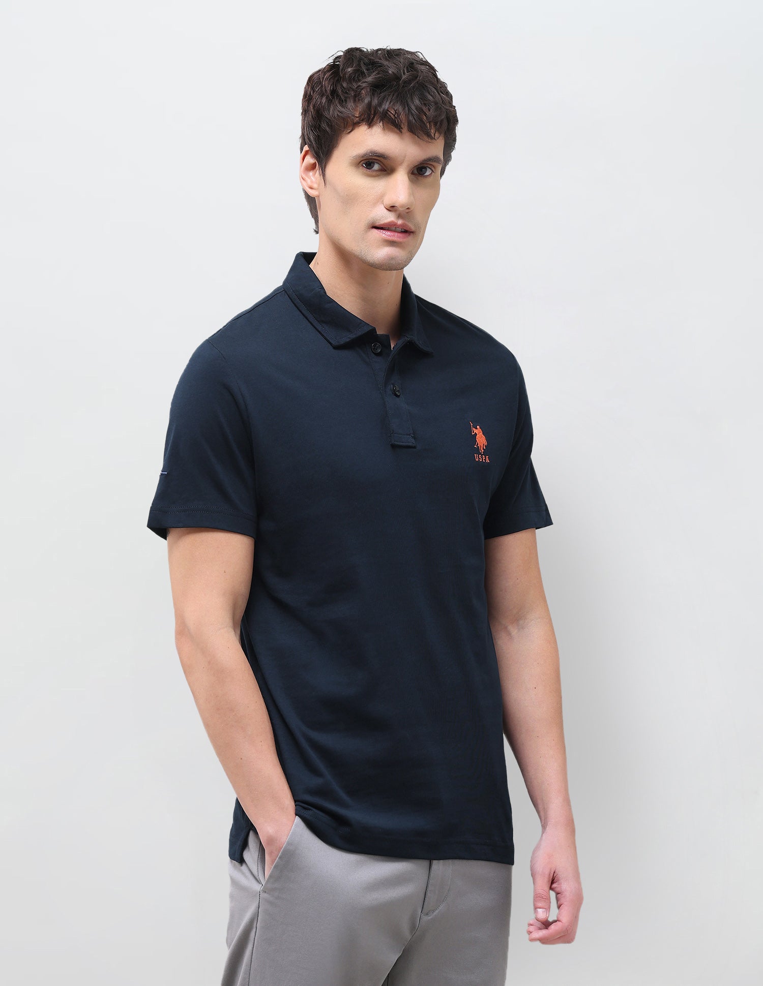 Solid Slim Fit Polo Shirt Navy - U.S. Polo Assn. India | Large