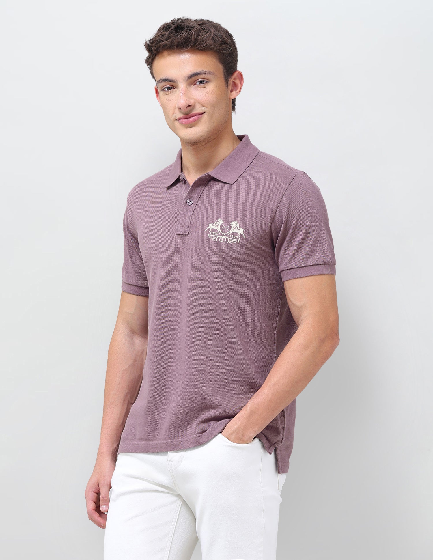 Graphic Brand Printed Slim Fit Polo Shirt Dark Pink - U.S. Polo Assn. India | Large