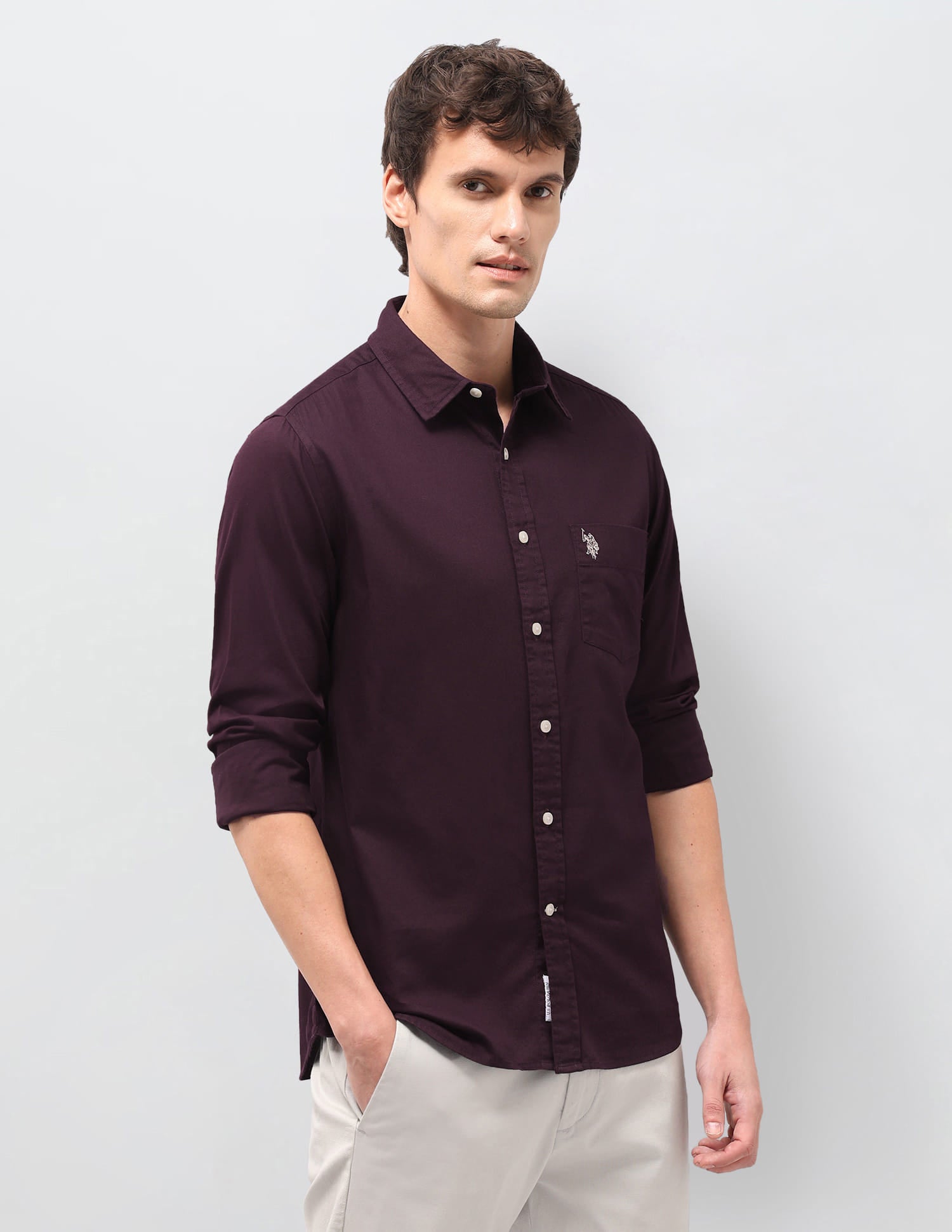 Solid Tailored Fit Shirt Red - U.S. Polo Assn. India | Large