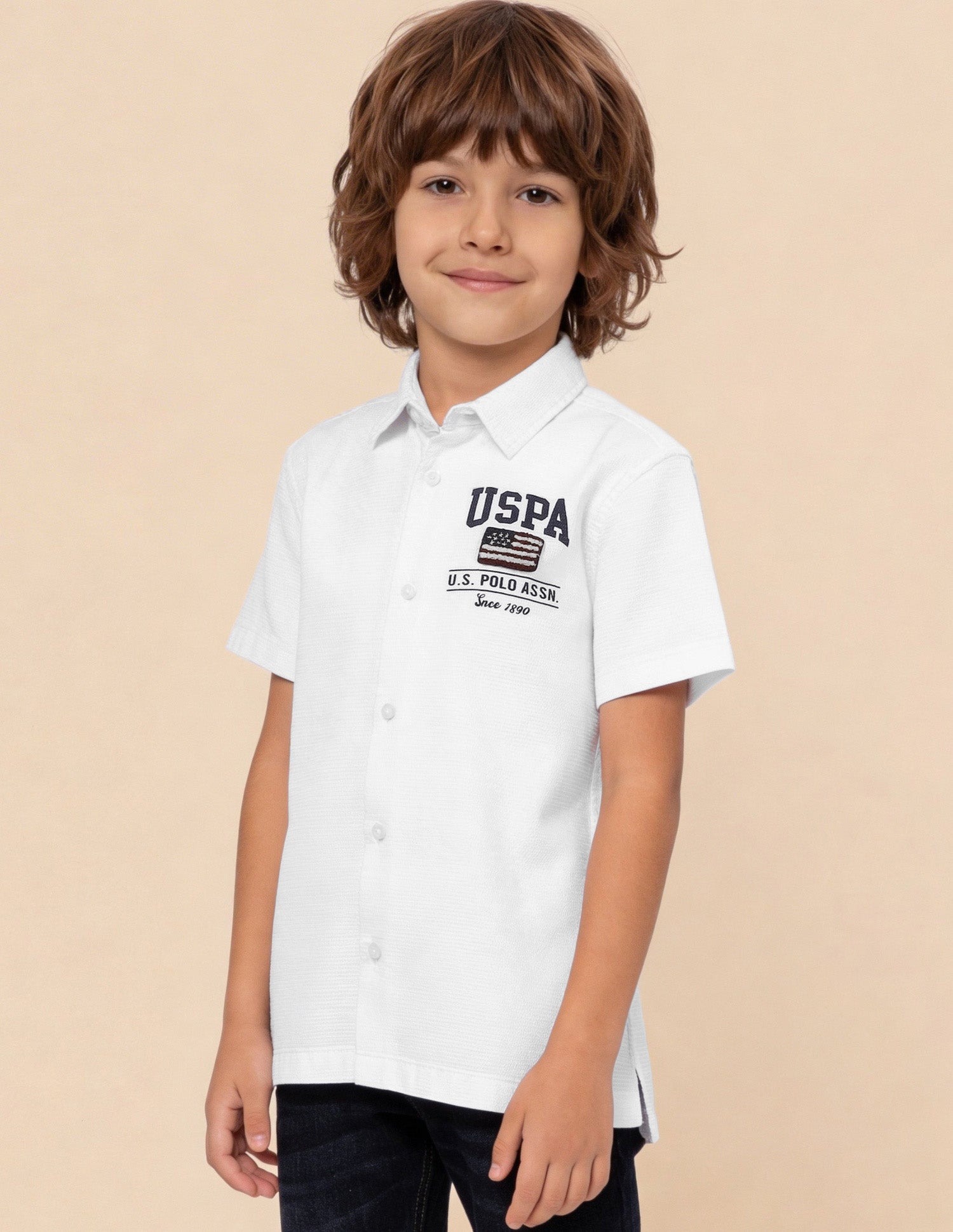 Brand Appliqued Textured Shirt White - U.S. Polo Assn. India | Large