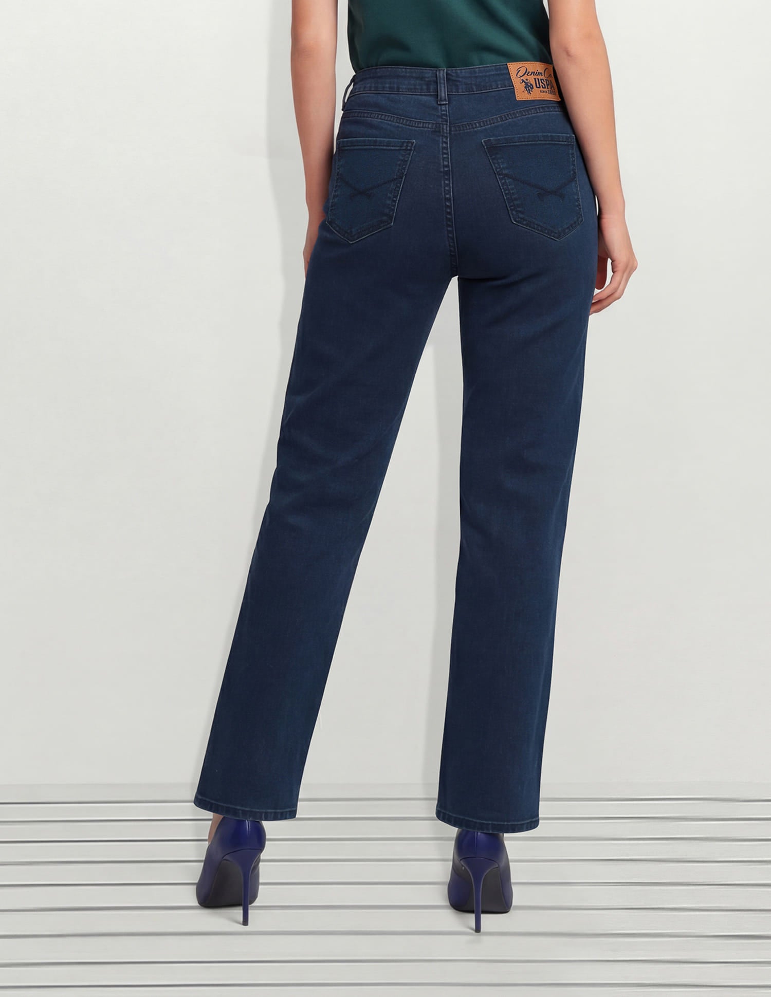 High Rise Straight Fit Jeans Blue - U.S. Polo Assn. India | Large