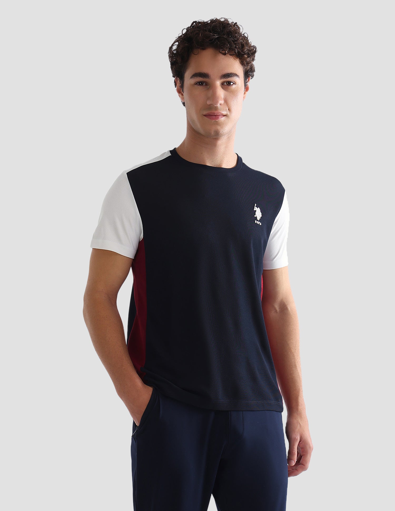 Colourblocked Slim Fit Active T-Shirt Navy - U.S. Polo Assn. India | Large