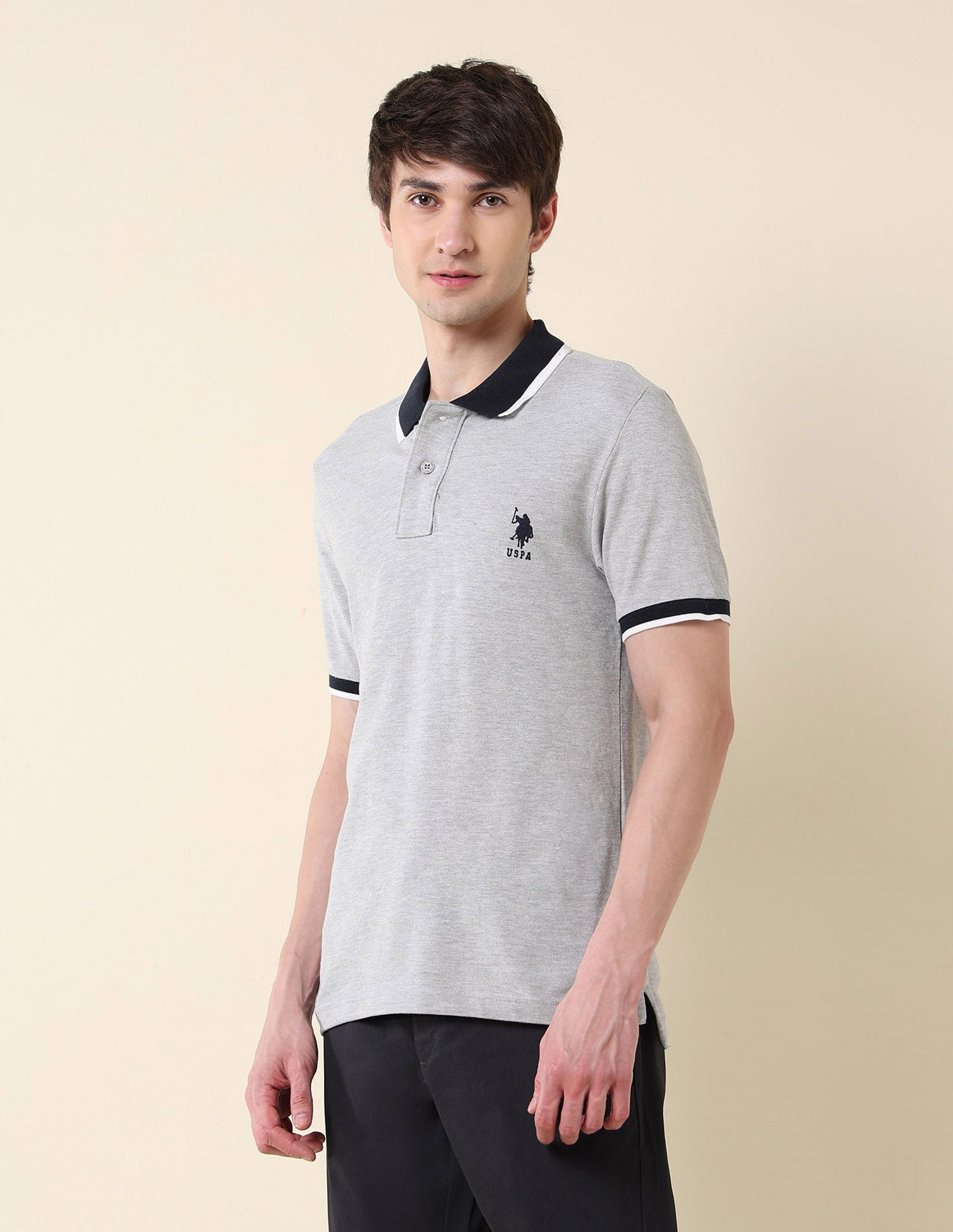 Slim Fit Classic Polo Shirt Light Grey - U.S. Polo Assn. India | Large