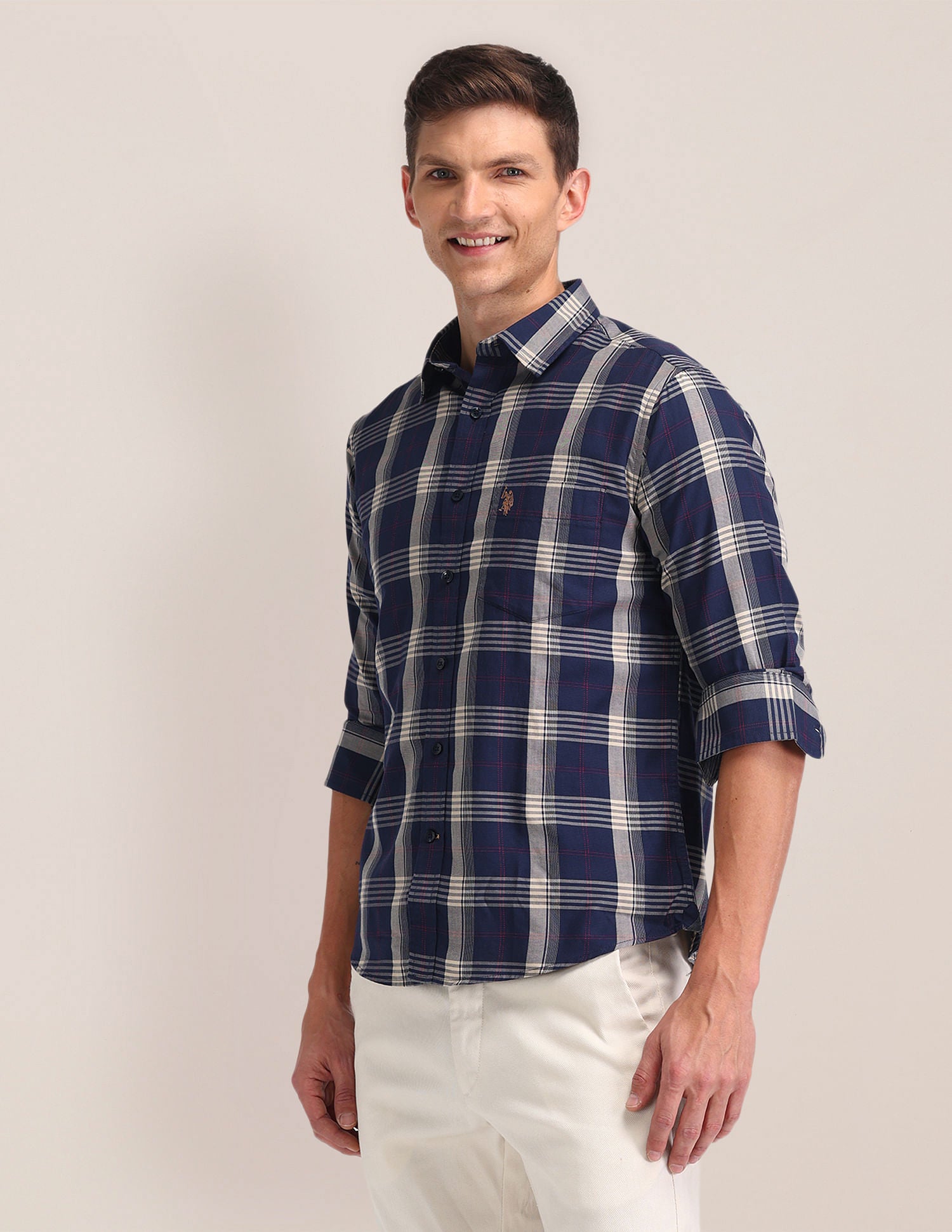 Tartan Check Tailored Fit Shirt Navy - U.S. Polo Assn. India | Large