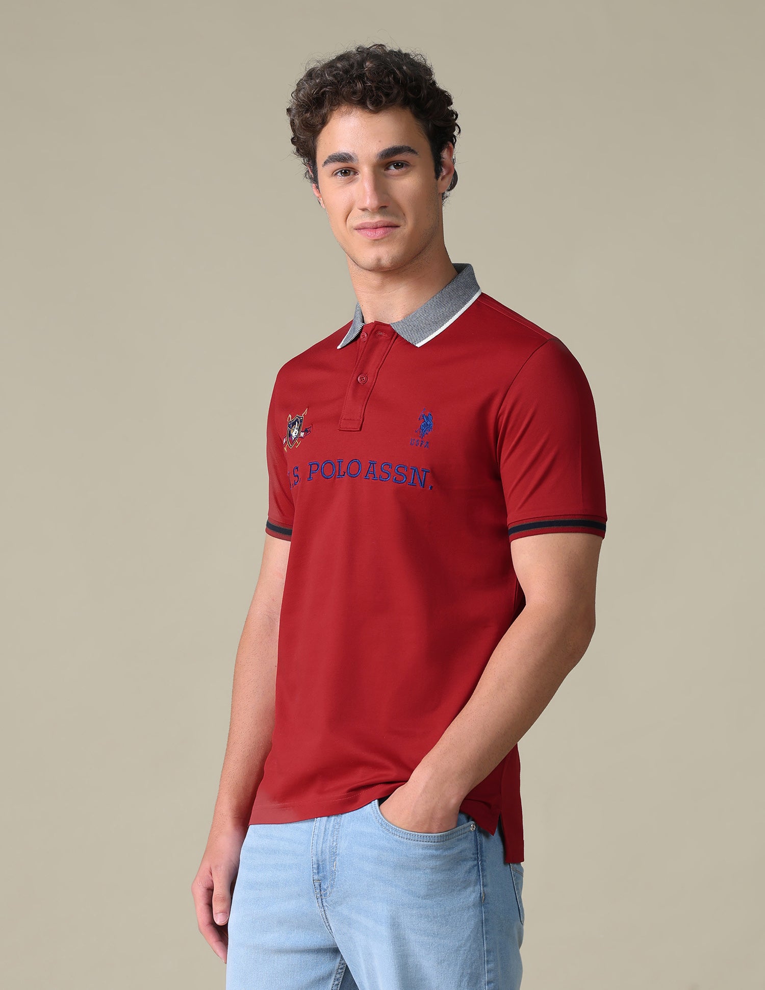 Brand Embroidered Regular Fit Polo Shirt Red - U.S. Polo Assn. India | Large