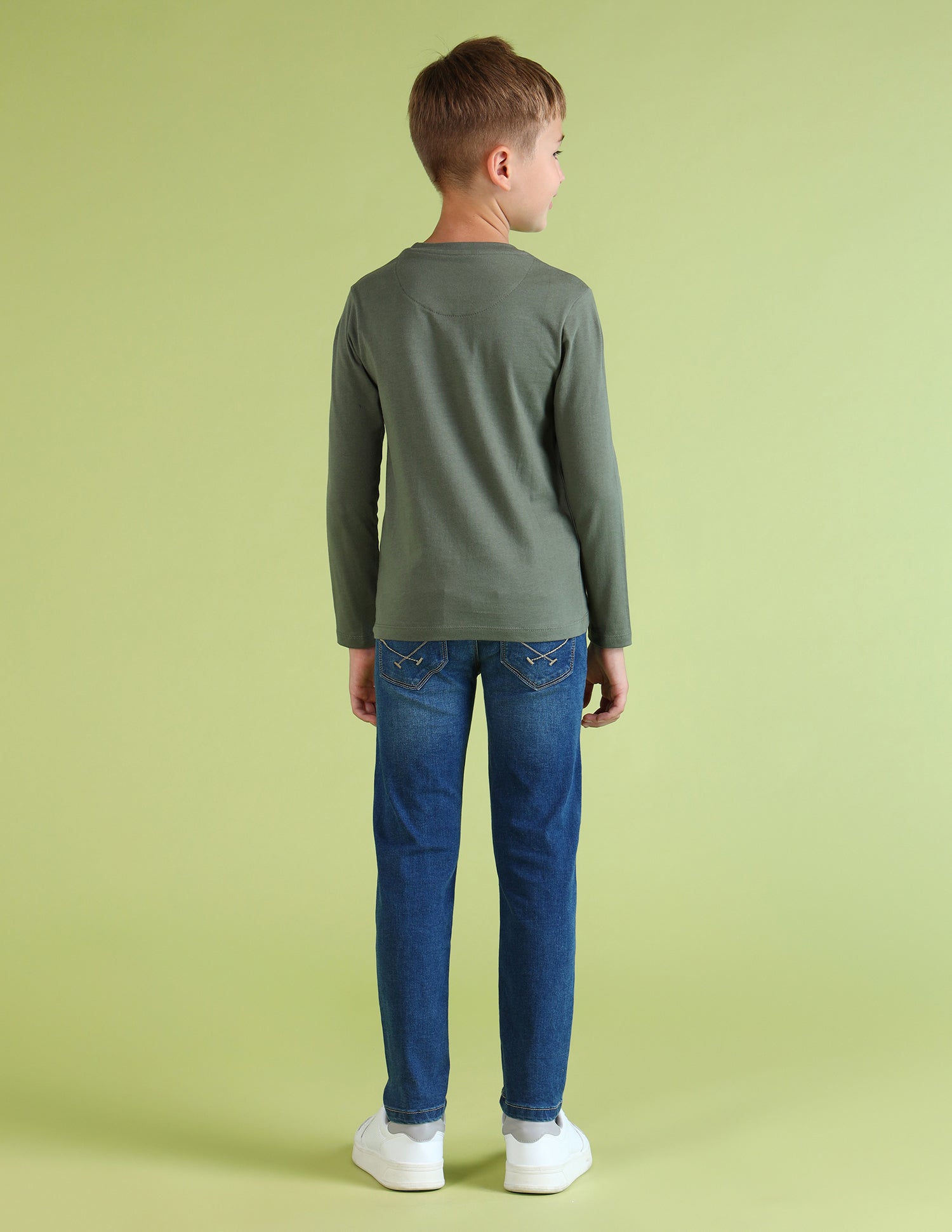 Boys Brand Printed Regular Fit T-Shirt Olive - U.S. POLO ASSN. | Large