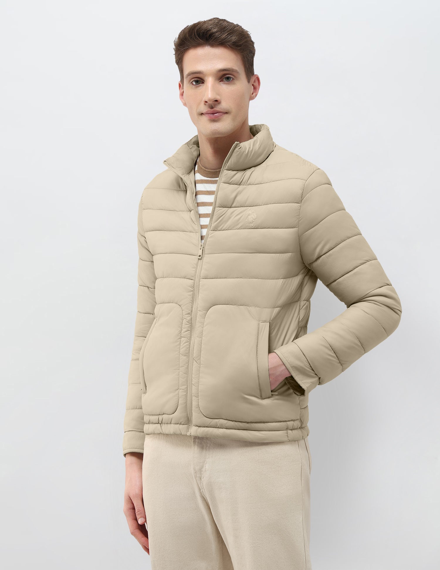 Packable Puffer Jacket Beige - U.S. Polo Assn. India | Large