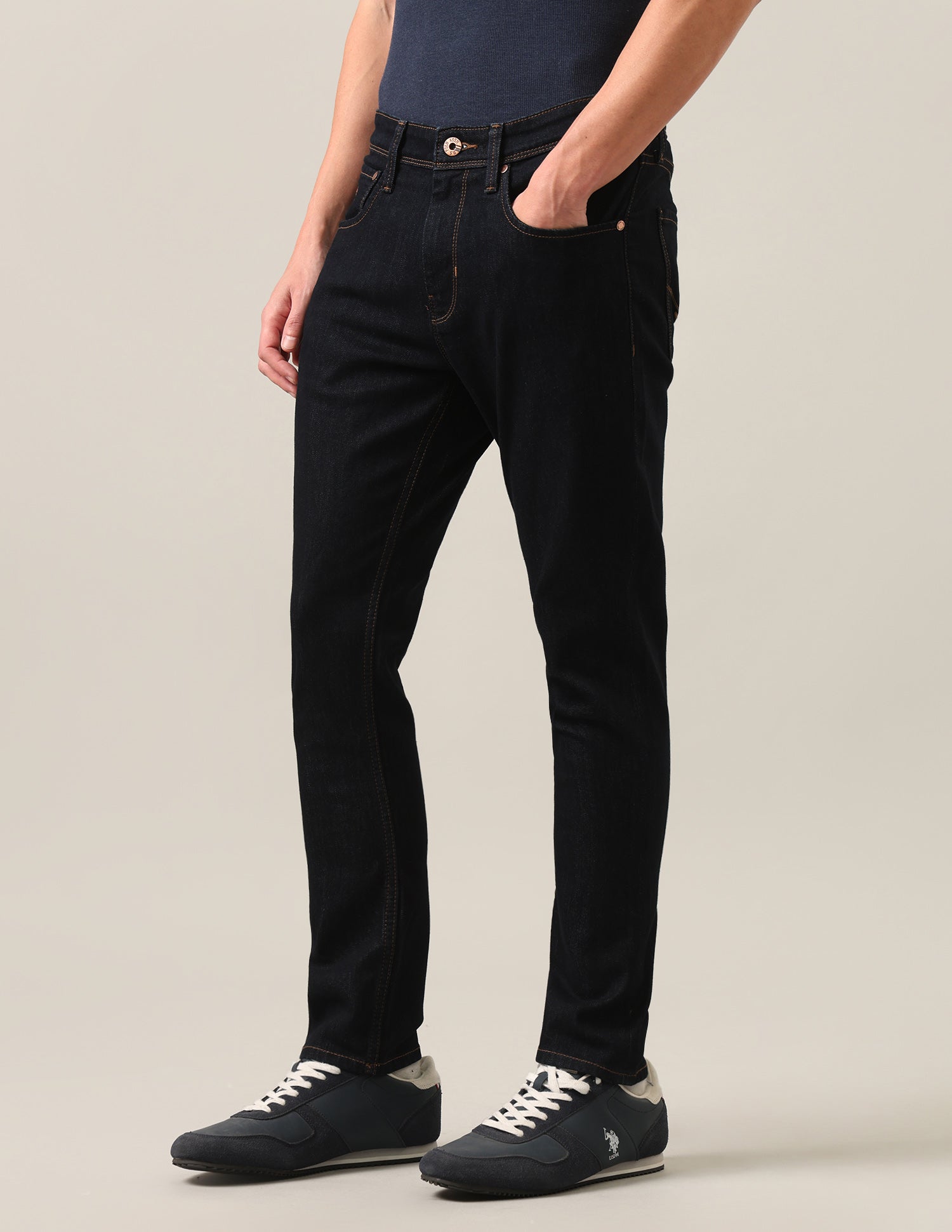 Henry Tapered Fit Blue Jeans Rinse Blue - U.S. Polo Assn. India | Large