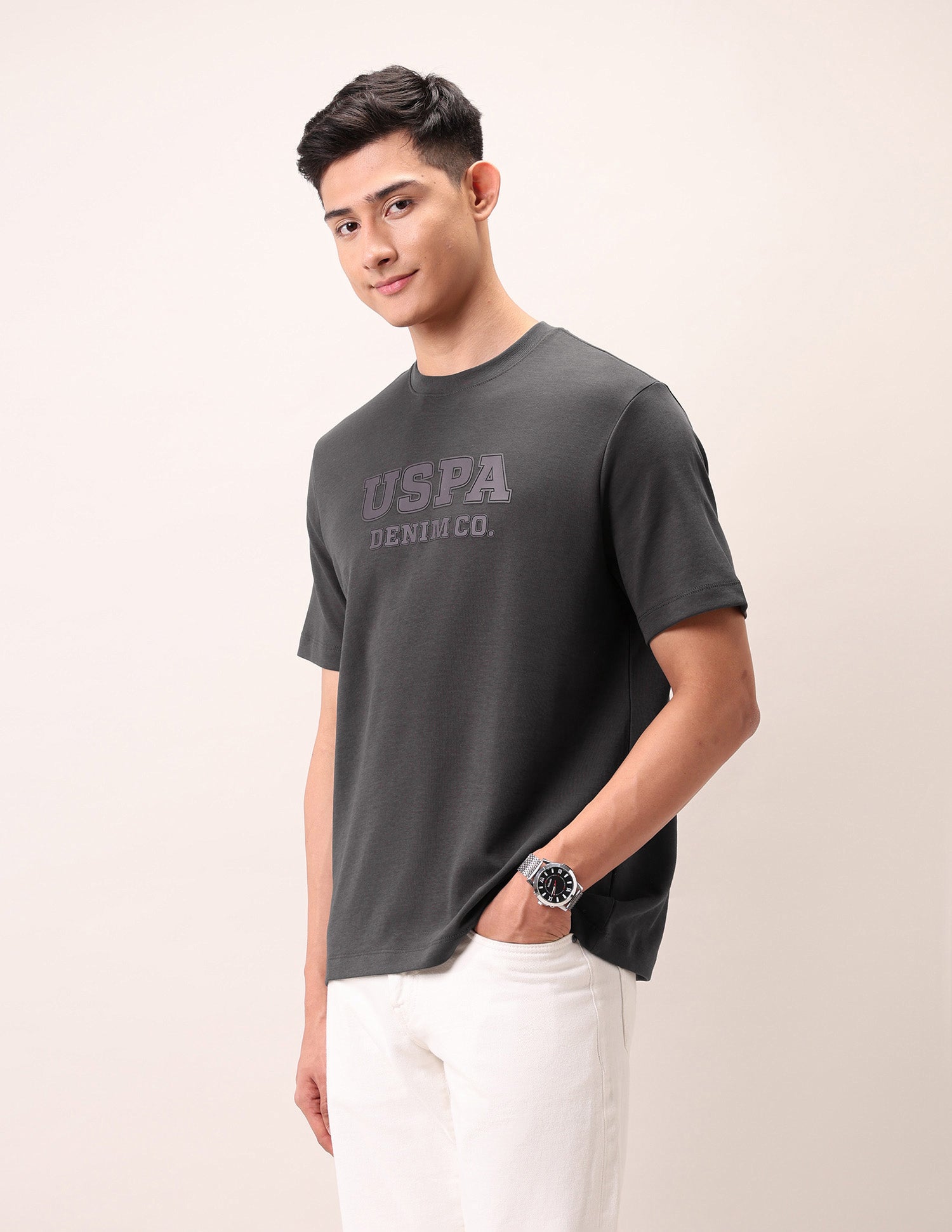 Relaxed Fit Outdoor T-Shirt Dark Grey - U.S. Polo Assn. India | Large