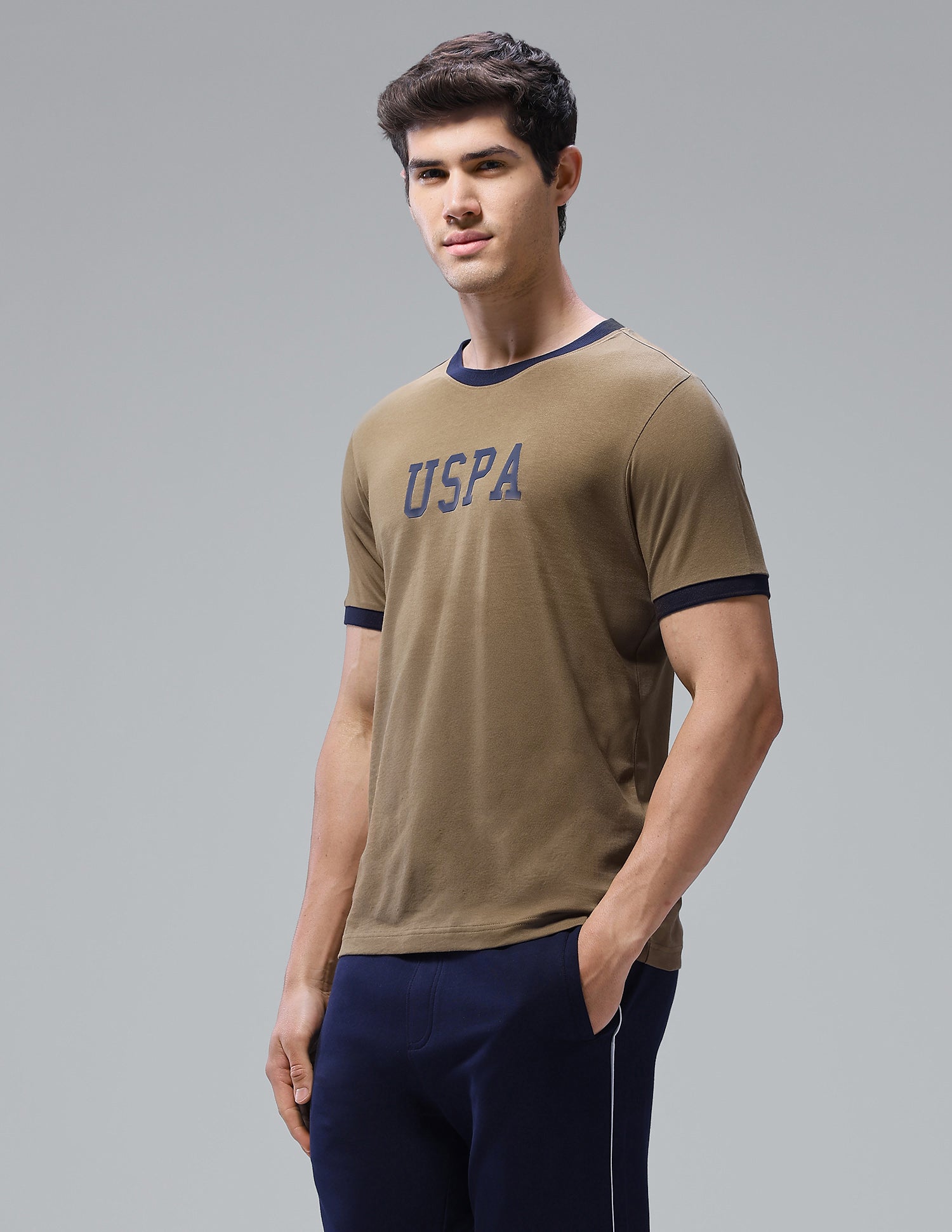 Brand Printed Regular Fit Loungewear T-Shirt Butternut - U.S. Polo Assn. India | Large