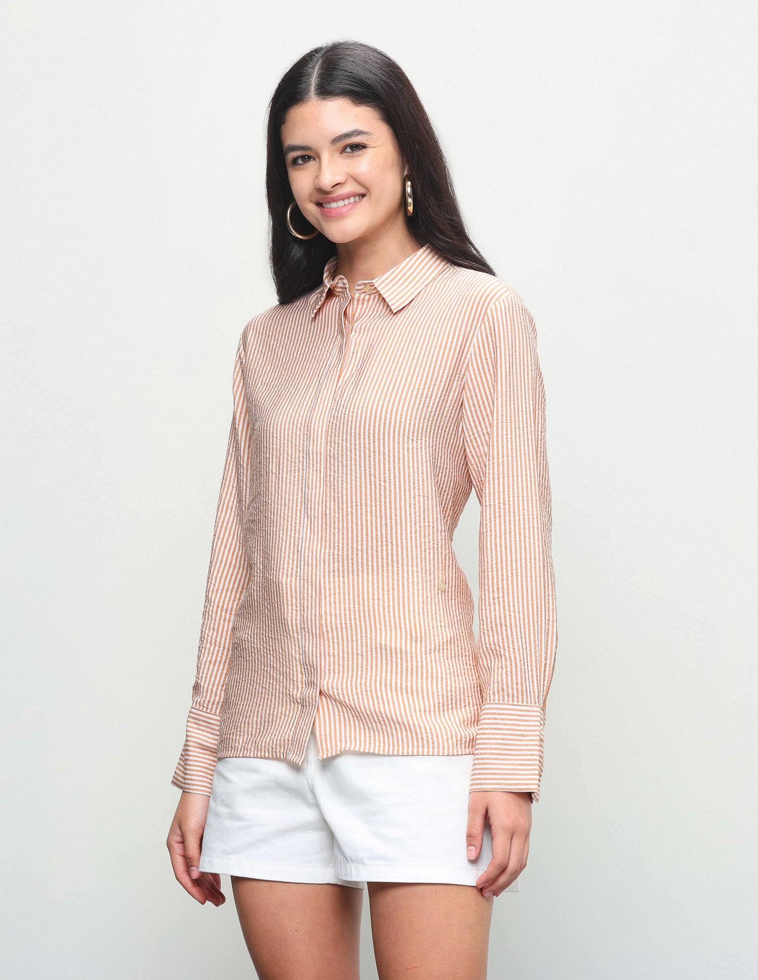 Vertical Striped Regular Fit Shirt Mustard - U.S. Polo Assn. India | Large