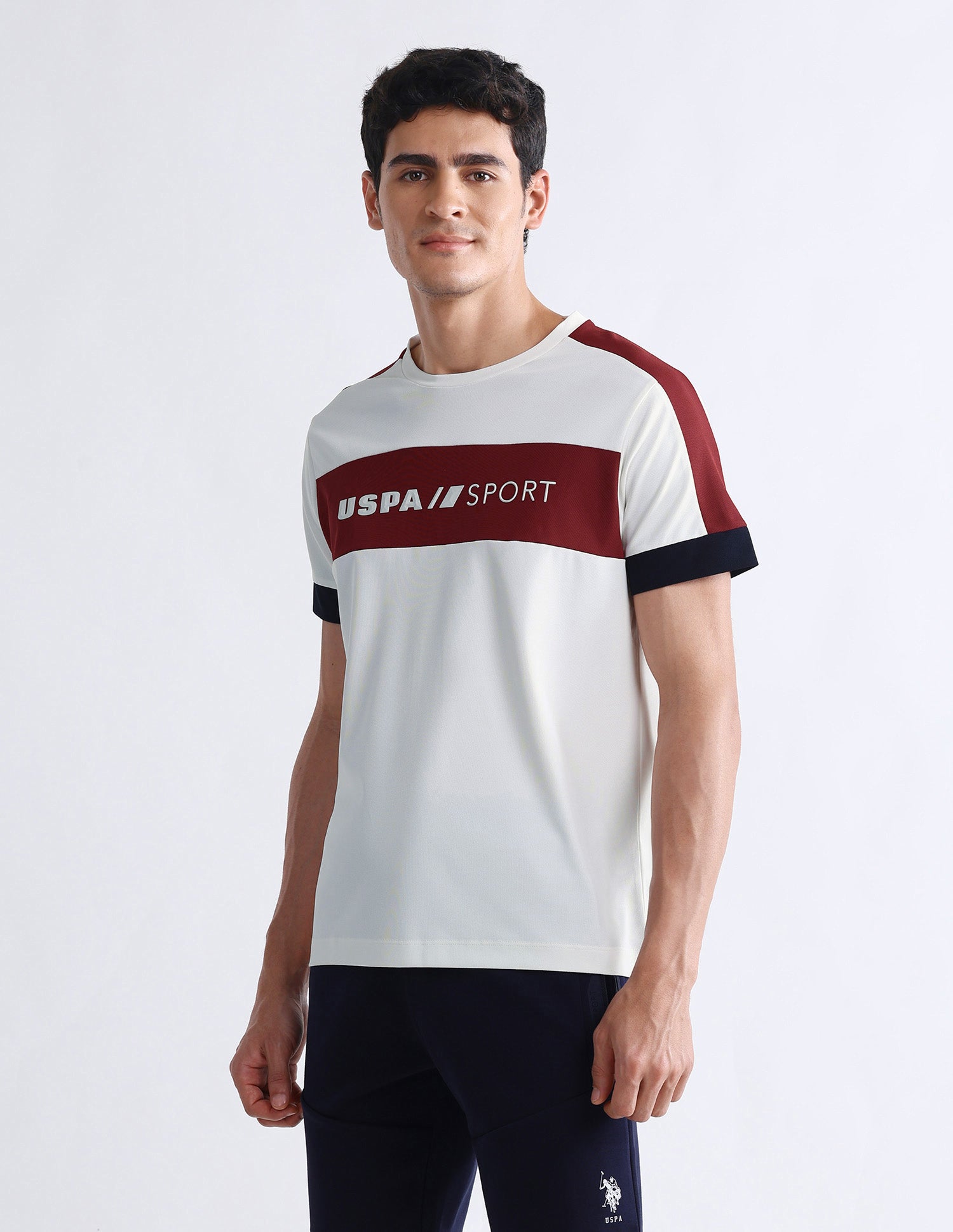 Brand Embossed Slim Fit T-Shirt Off White - U.S. Polo Assn. India | Large