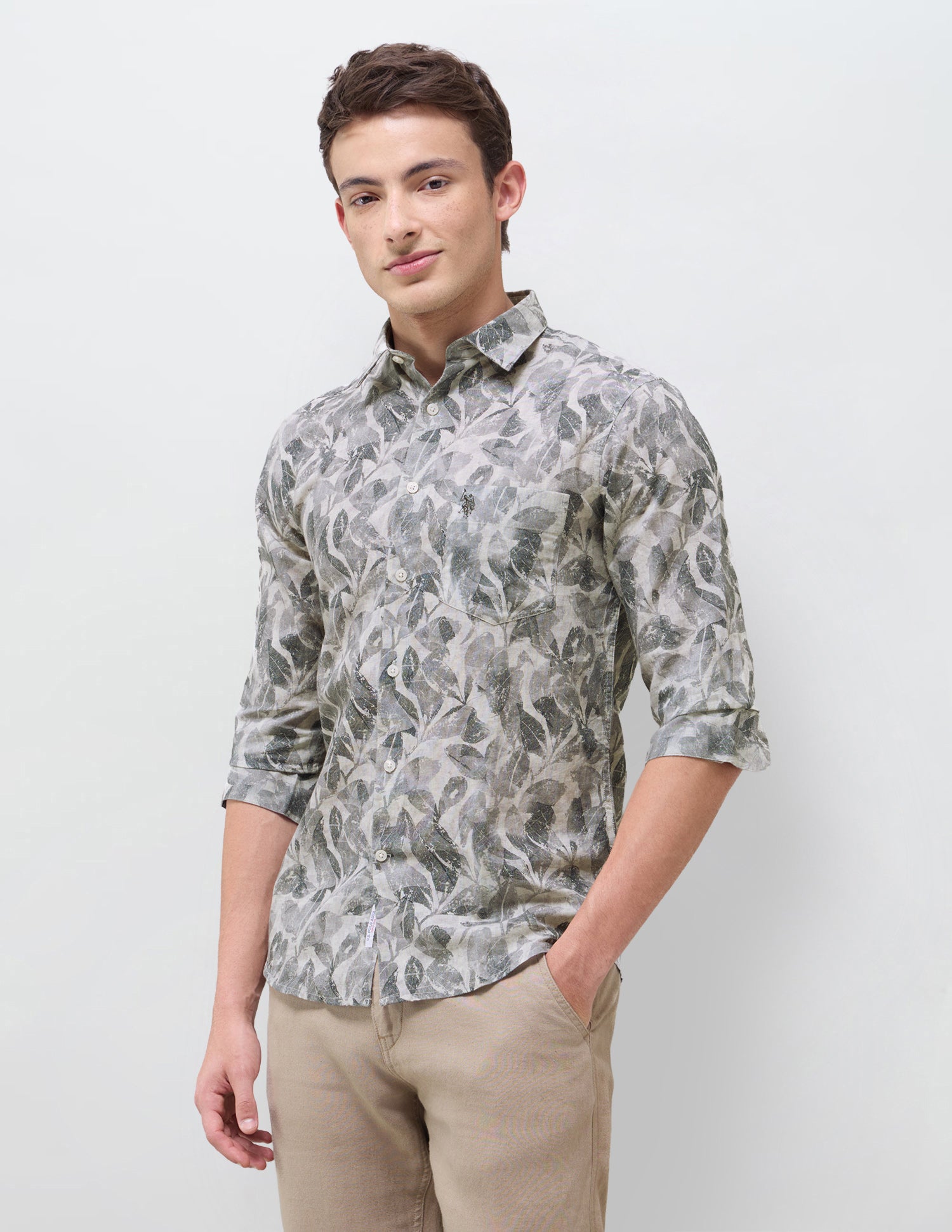 Tropical Printed Regular Fit Shirt Dark Grey - U.S. Polo Assn. India | Large
