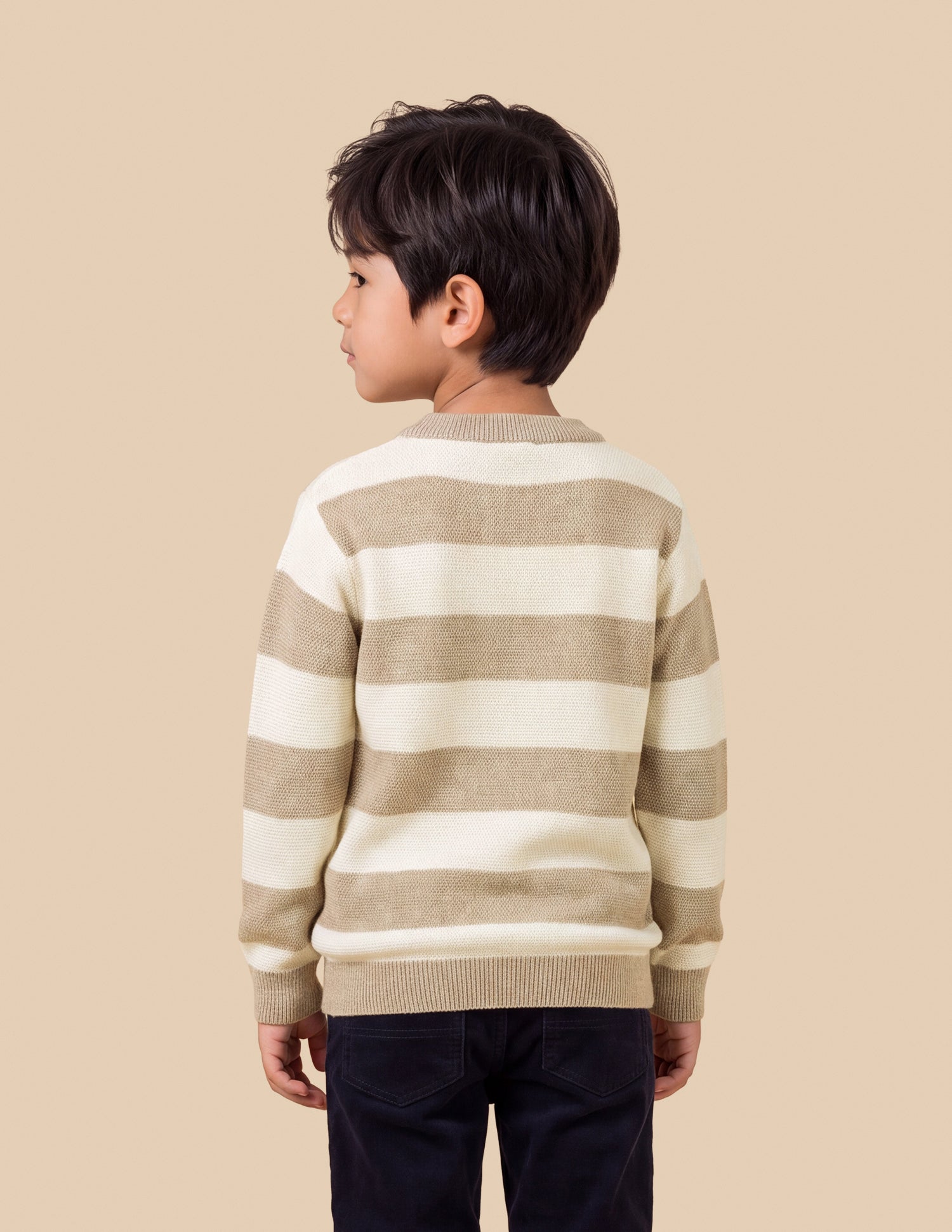 Horizontal Striped Regular Fit Sweater Beige - U.S. Polo Assn. India | Large