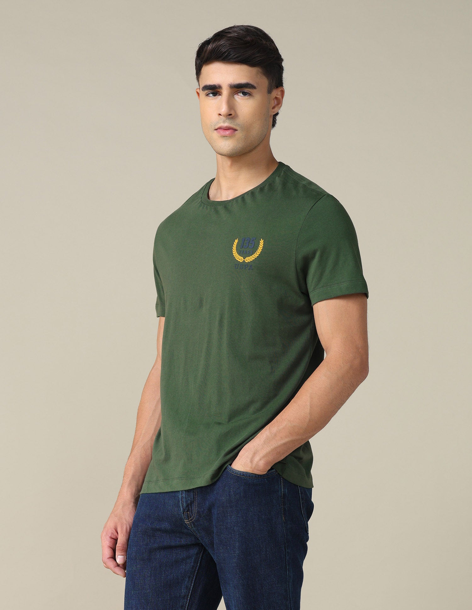 Regular Fit Solid T-shirt Dark Olive - U.S. POLO ASSN. | Large