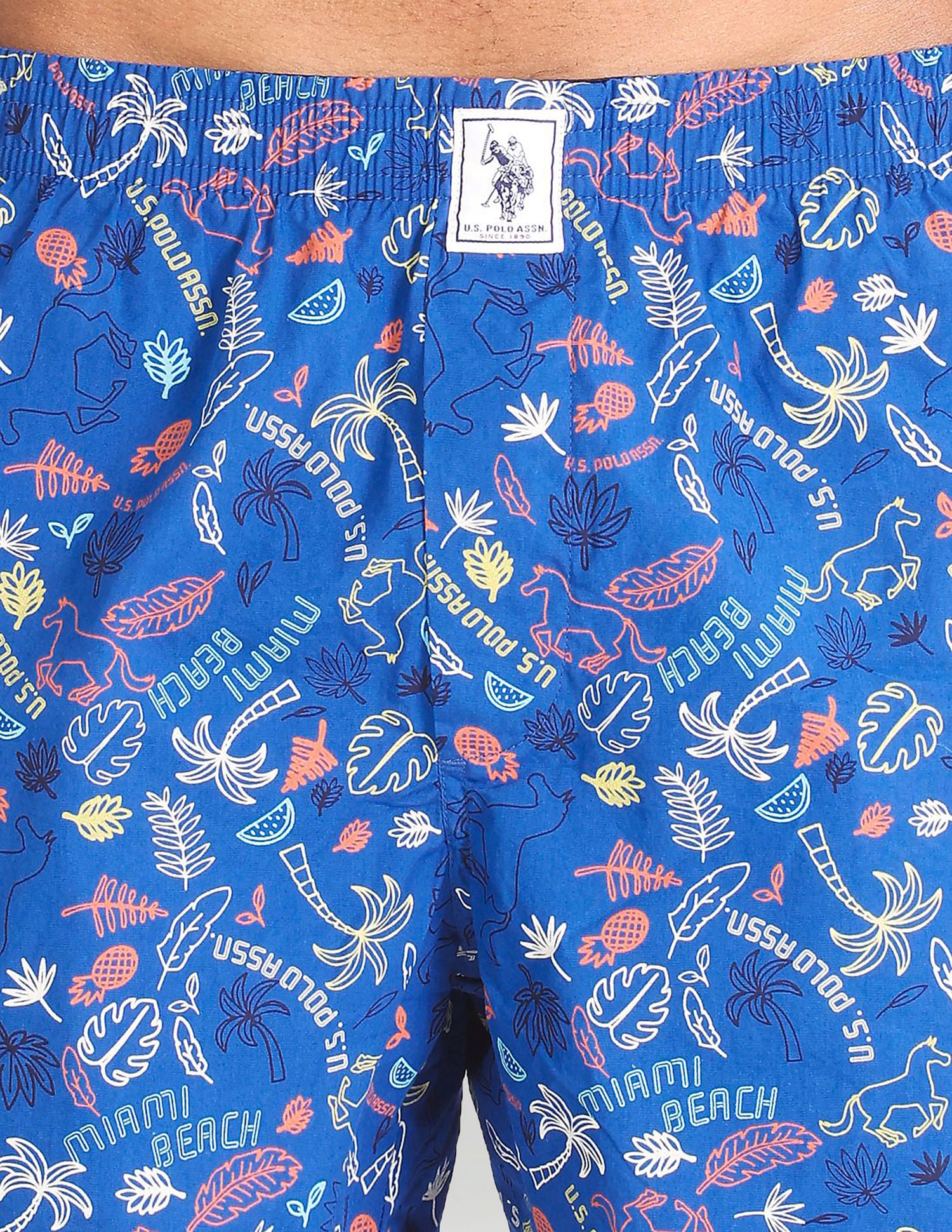 Back Pocket All Over Print IYAC Boxers - Pack Of 1 Blue - U.S. Polo Assn. India | Large