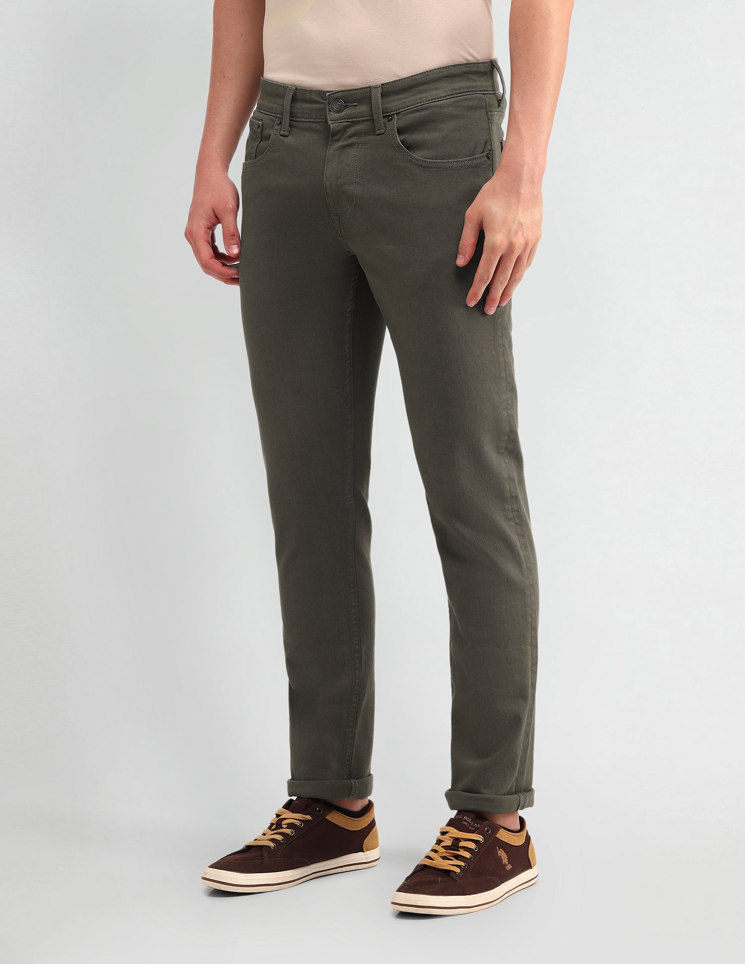 Brandon Slim Tapered Fit Olive Jeans Olive - U.S. POLO ASSN. | Large