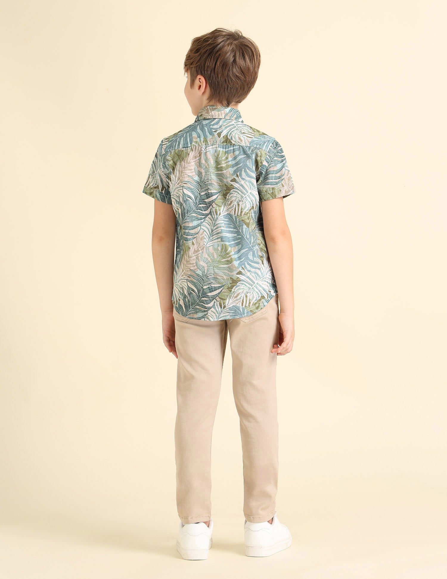 Boys Tropical Printed Regular Fit Shirt Green - U.S. POLO ASSN. | Large