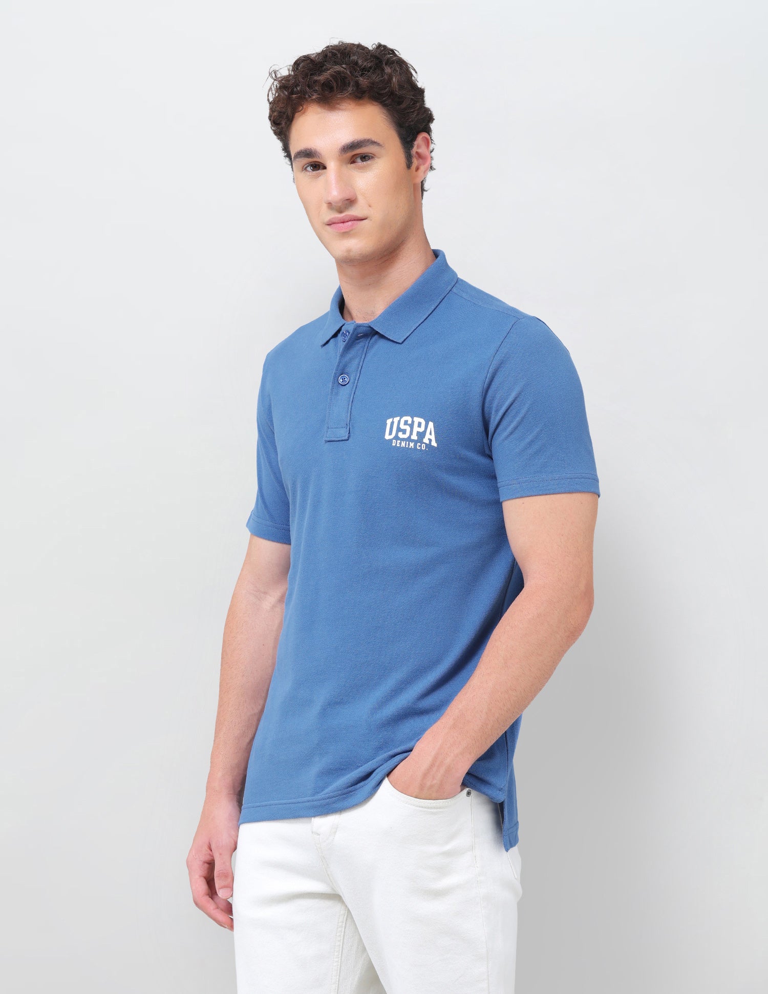 Solid Slim Fit Polo Shirt Blue - U.S. Polo Assn. India | Large