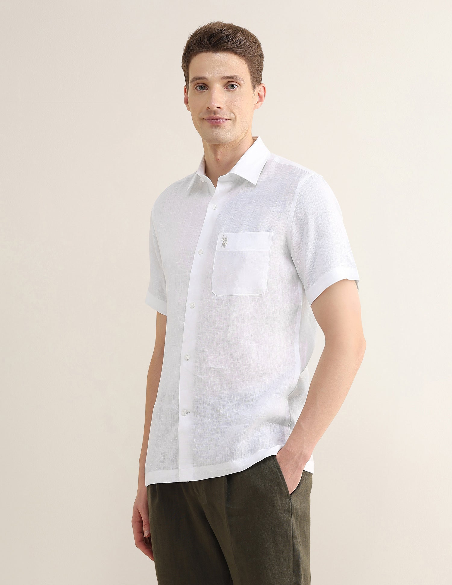 Solid Regular Fit Shirt White - U.S. Polo Assn. India | Large