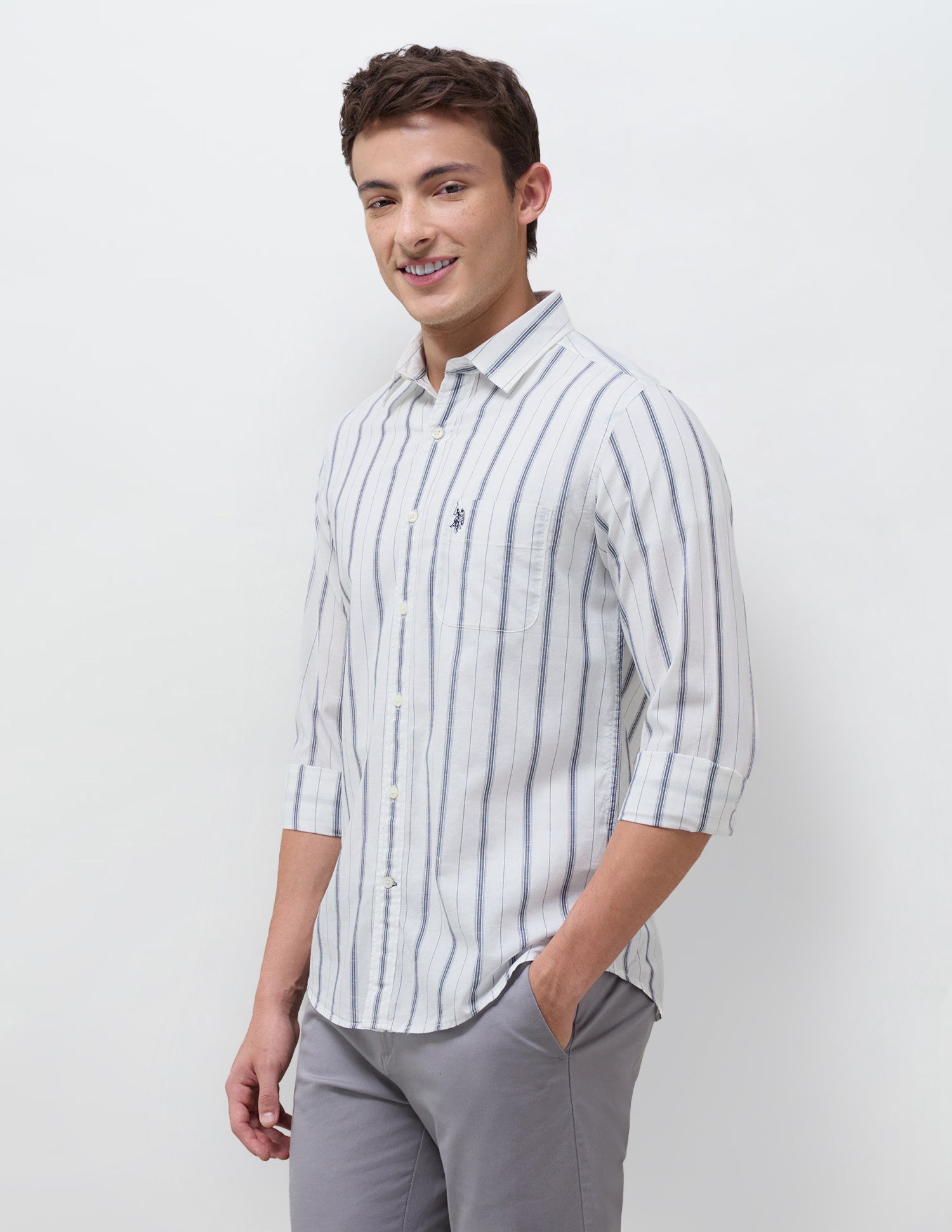 Vertical Striped Regular Fit Shirt Navy - U.S. Polo Assn. India | Large
