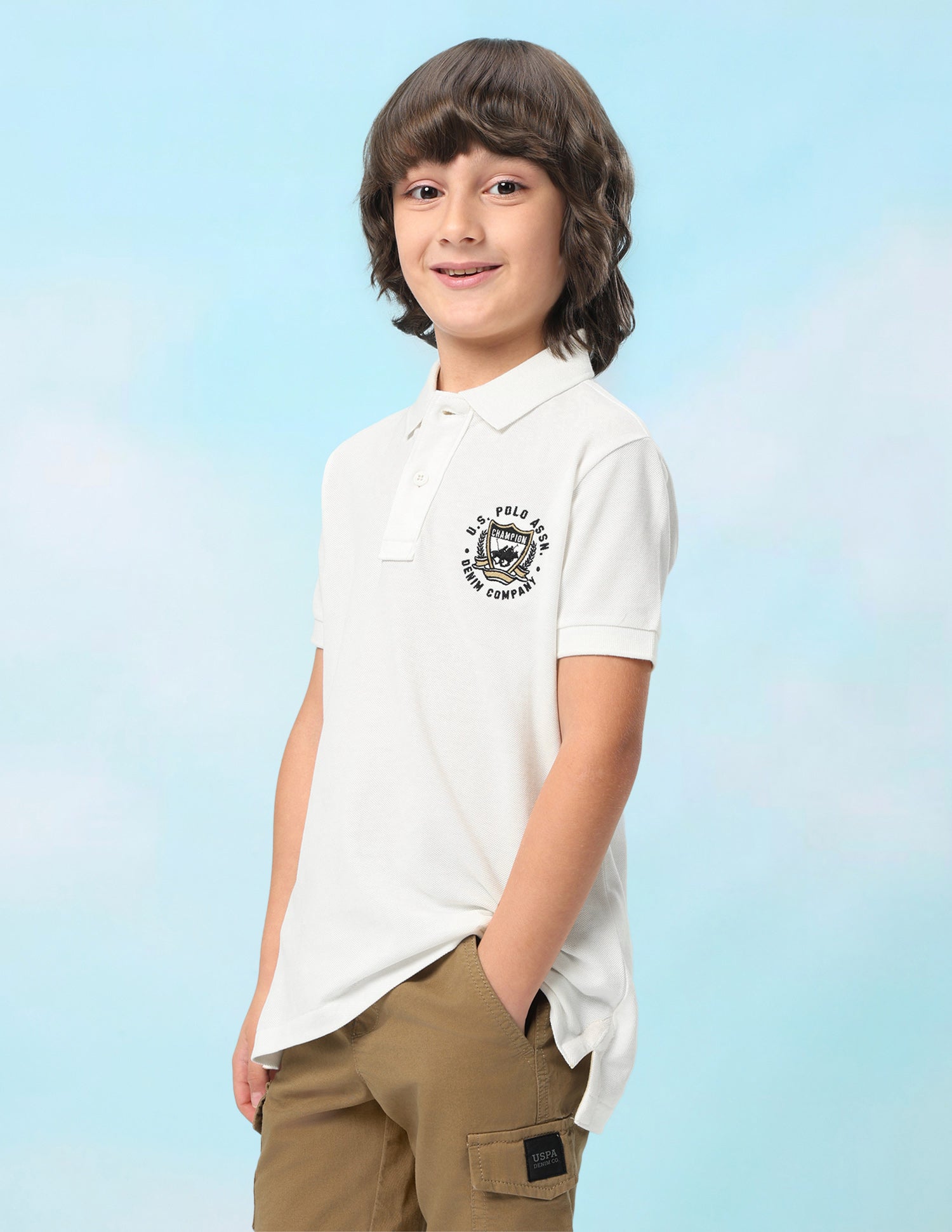 Solid Regular Fit Polo Shirt Off White - U.S. Polo Assn. India | Large