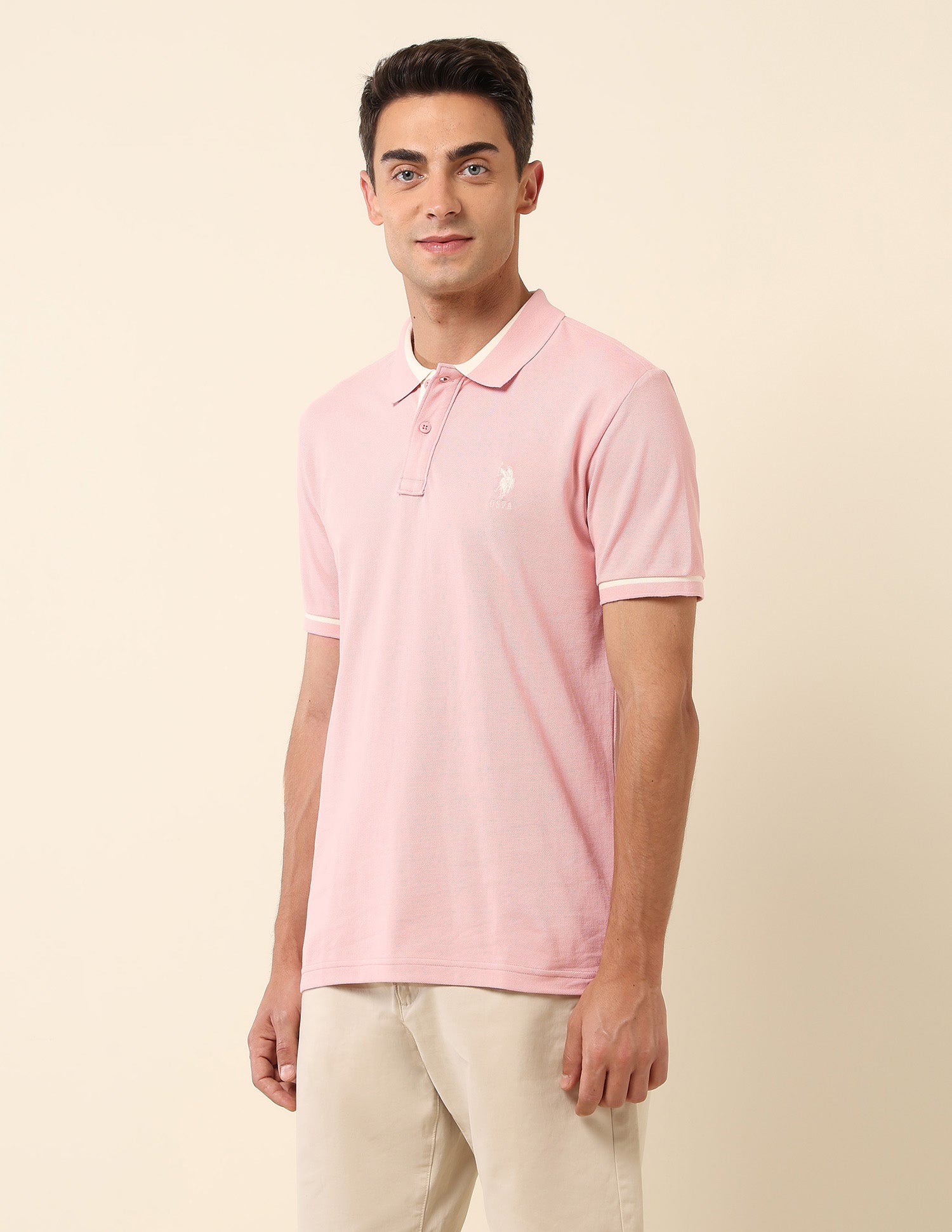 Pure Cotton Slim Fit Polo Shirt Pink - U.S. Polo Assn. India | Large
