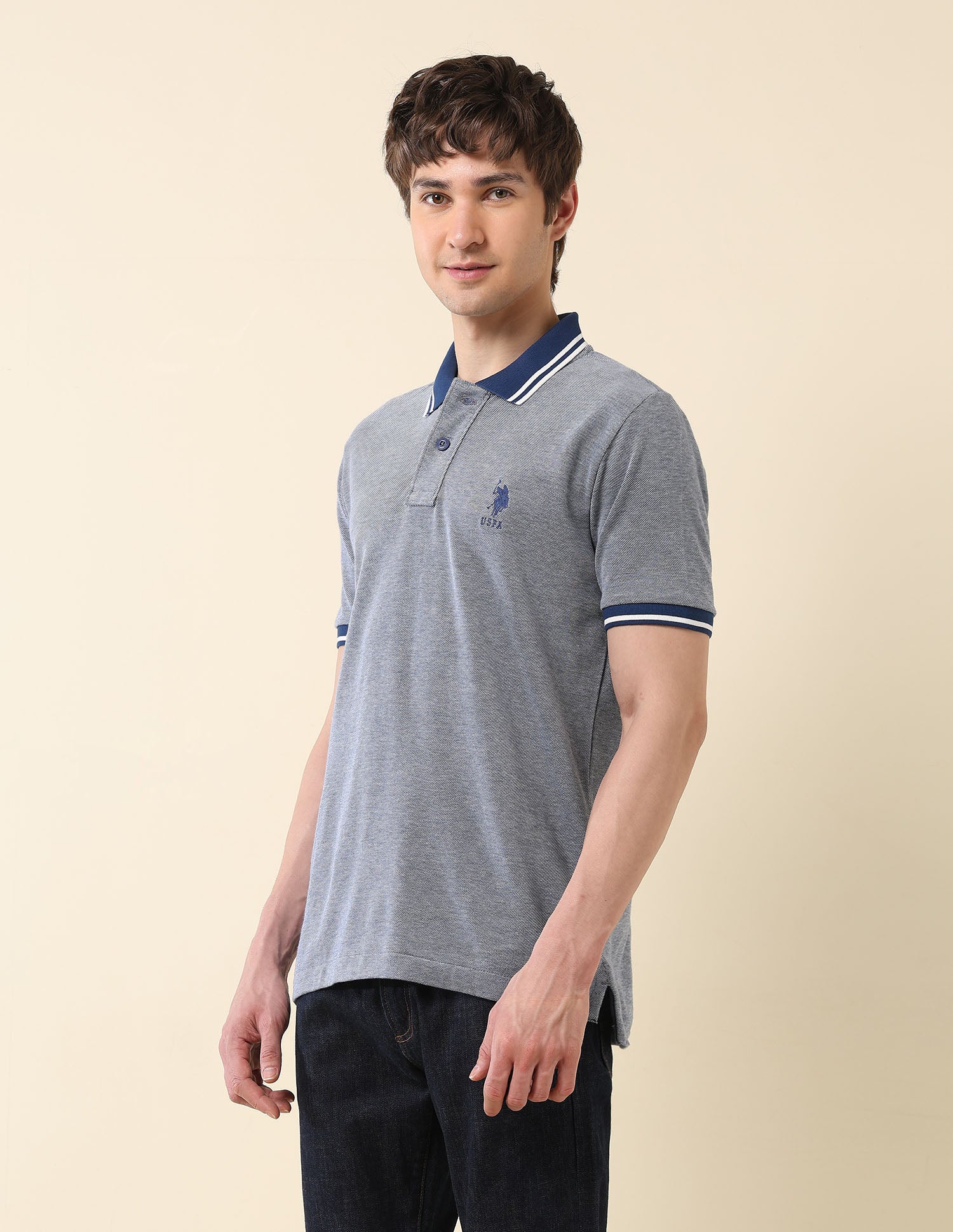 Heathered Classic Polo Shirt Blue - U.S. Polo Assn. India | Large