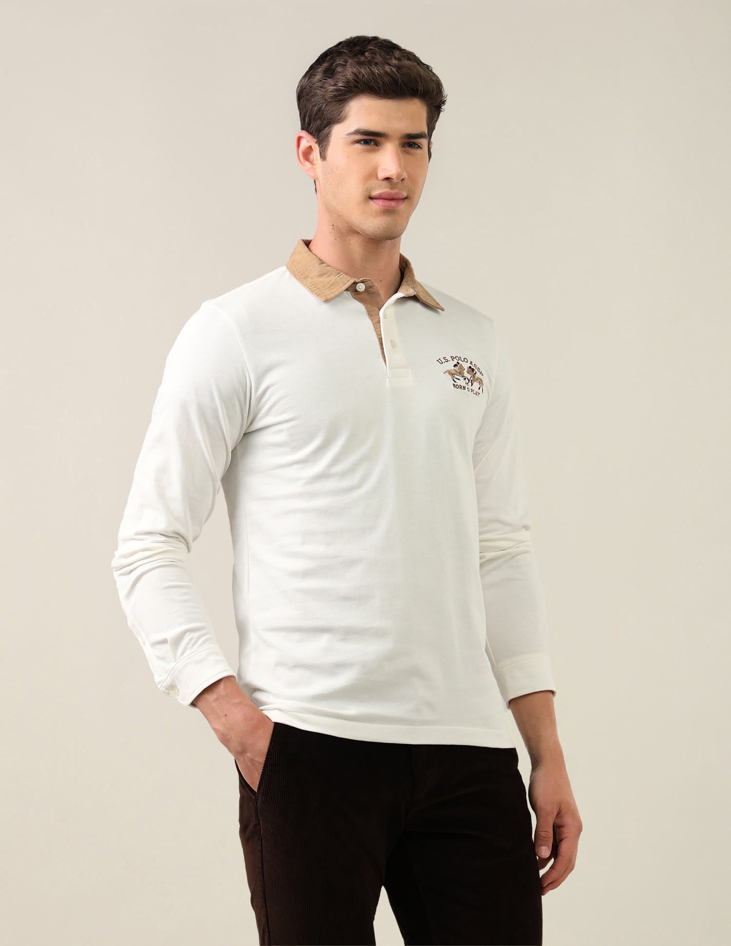 Solid Slim Fit Polo Shirt White - U.S. Polo Assn. India | Large