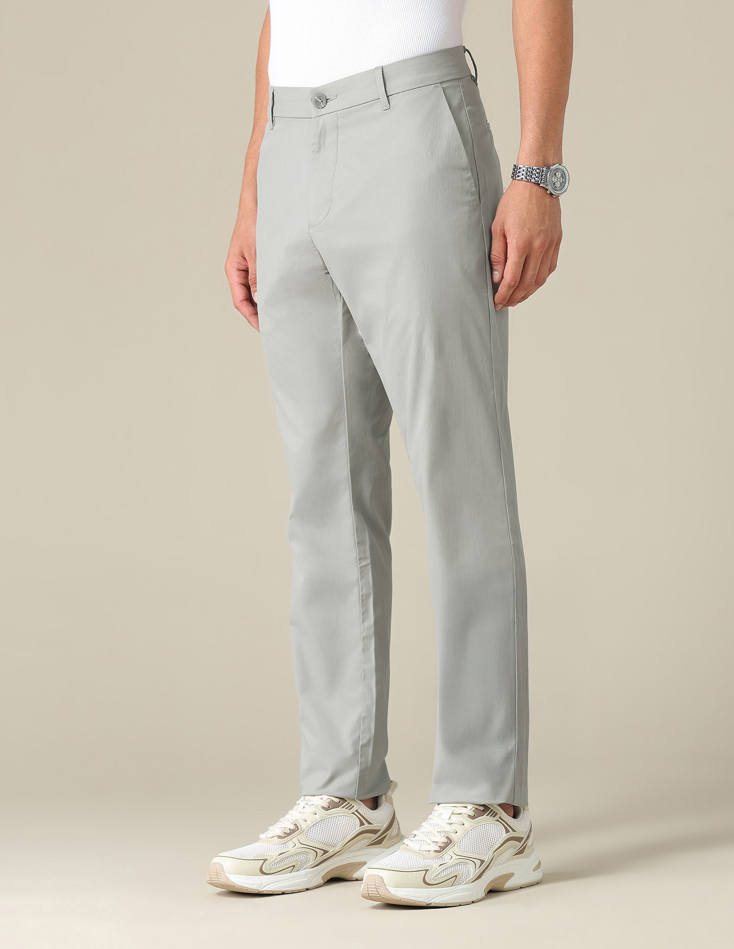 Austin Slim Fit Mid Rise Trousers Light Grey - U.S. POLO ASSN. | Large