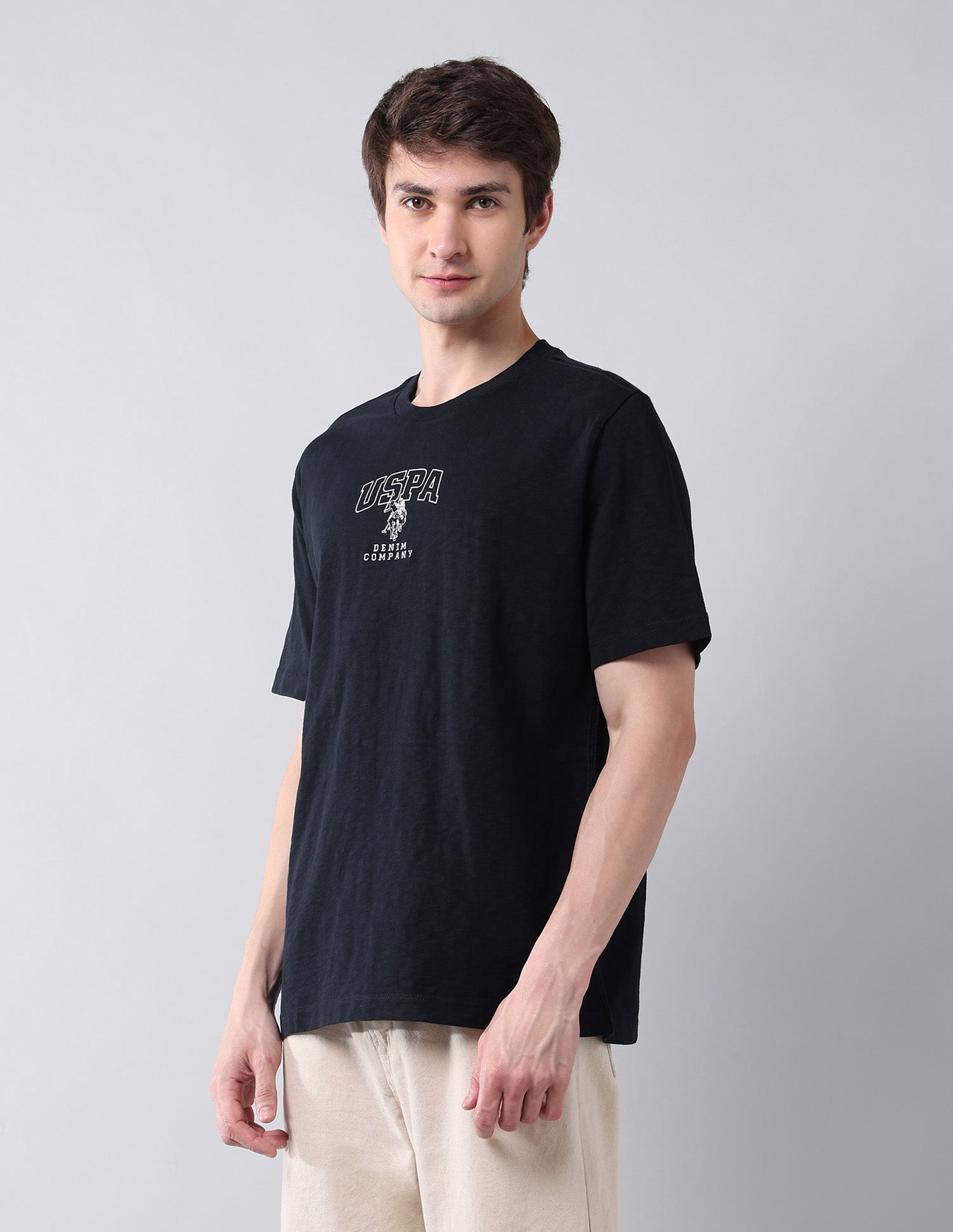 Brand Printed Pure Cotton Americana T-Shirt Navy - U.S. Polo Assn. India | Large