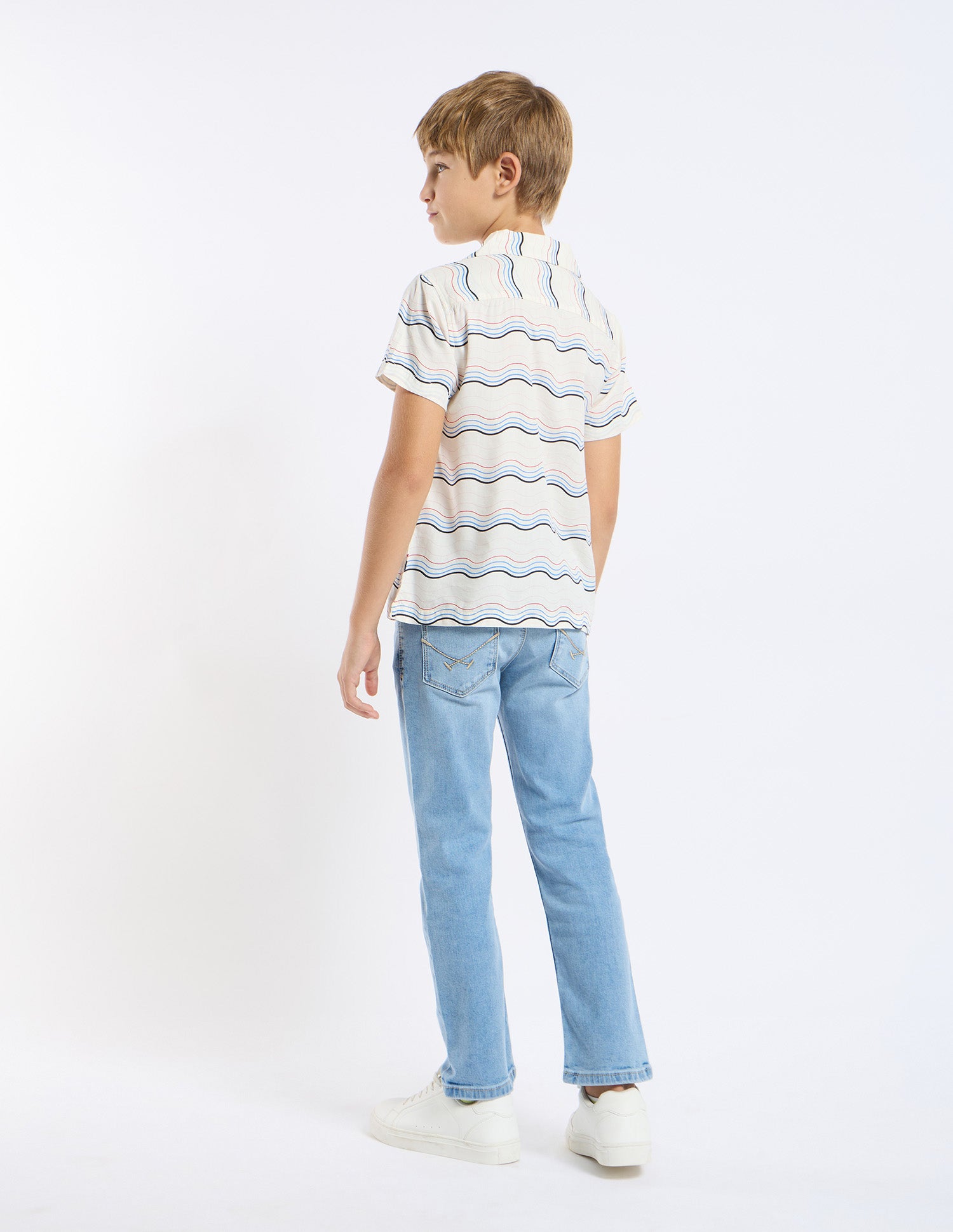 Boys All Over Printed Relaxed Fit Shirt Beige - U.S. POLO ASSN. | Large