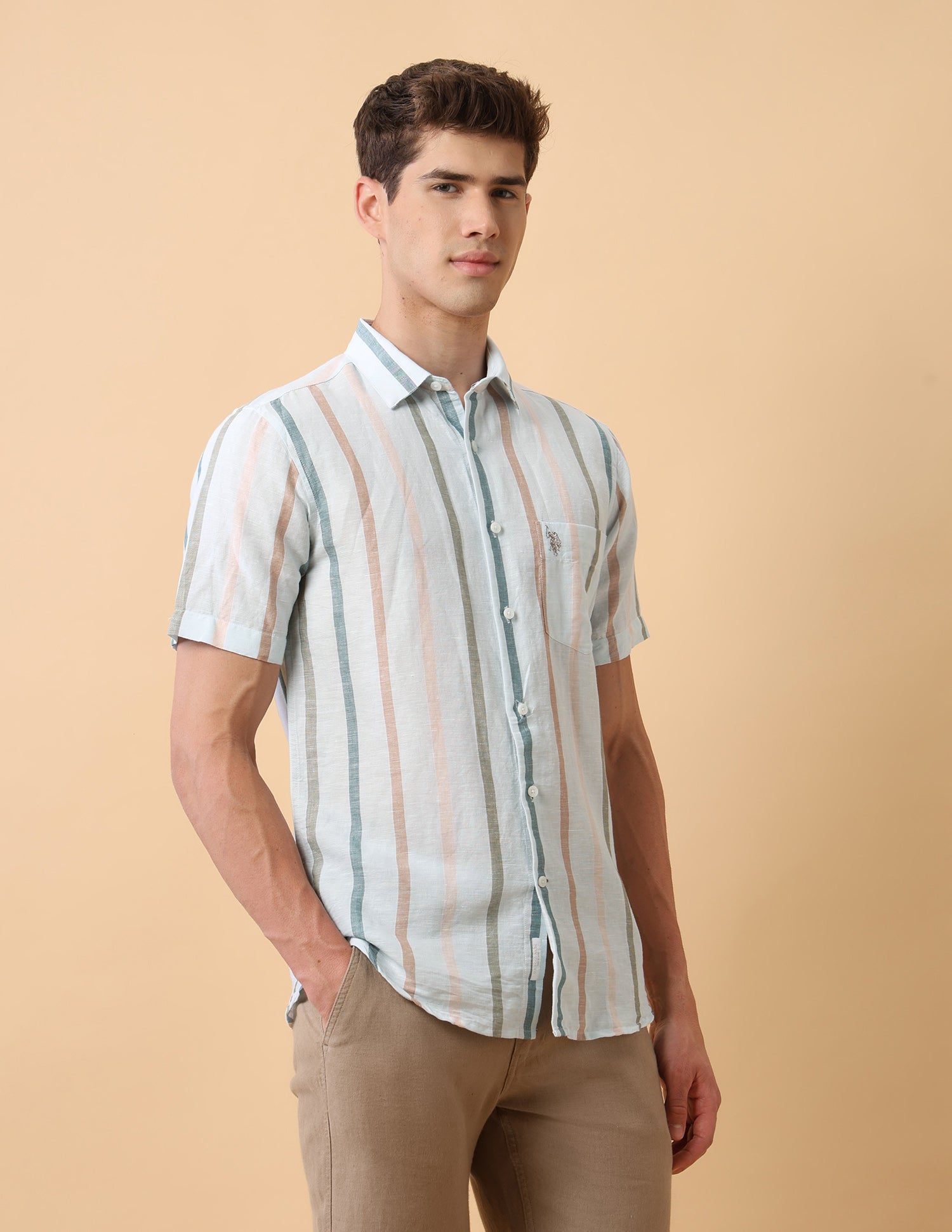 Pacho X Vertical Striped Regular Fit Shirt Blue - U.S. Polo Assn. India | Large