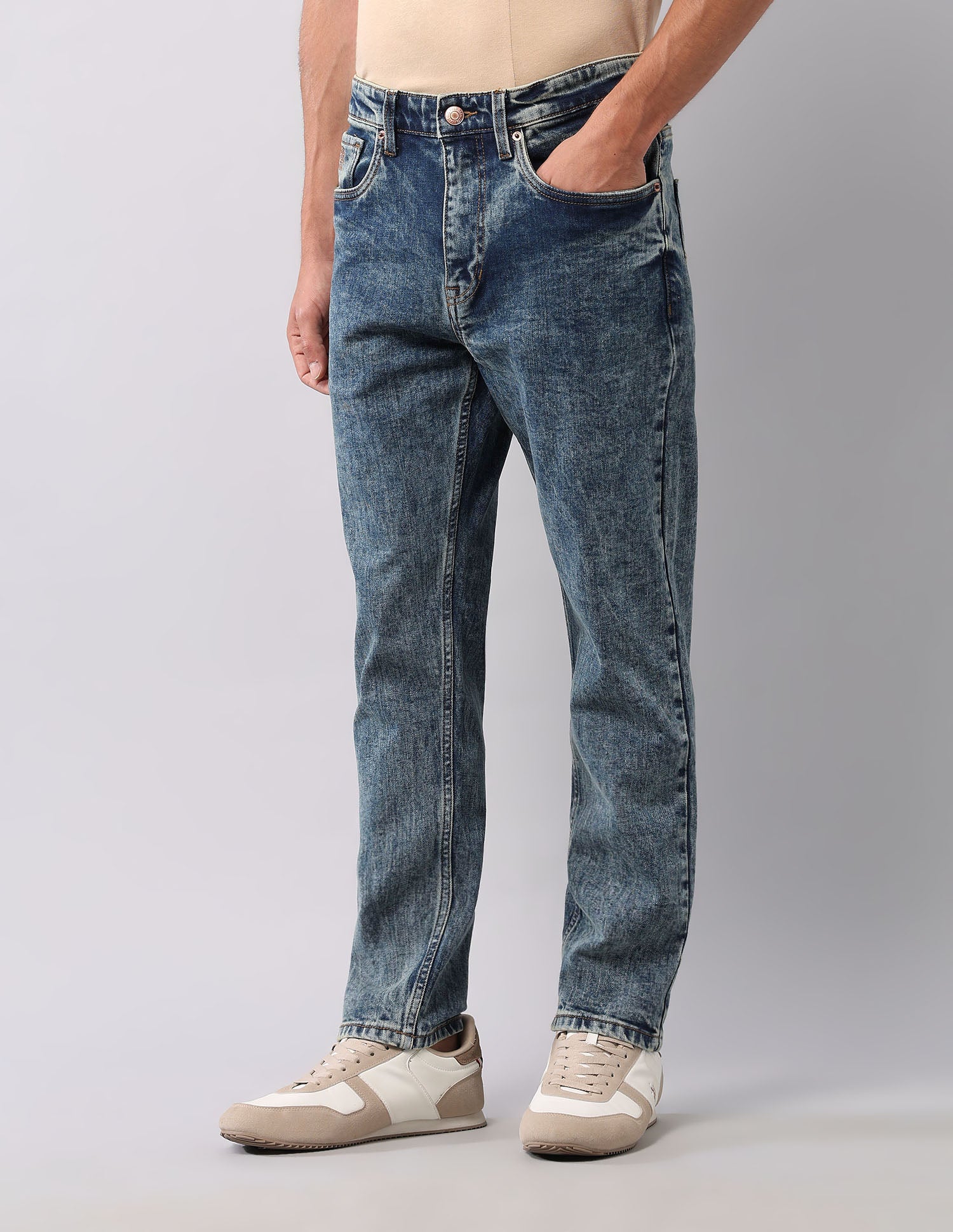 Cole Comfort Cropped Fit Blue Jeans Mid Wash - U.S. POLO ASSN. | Large