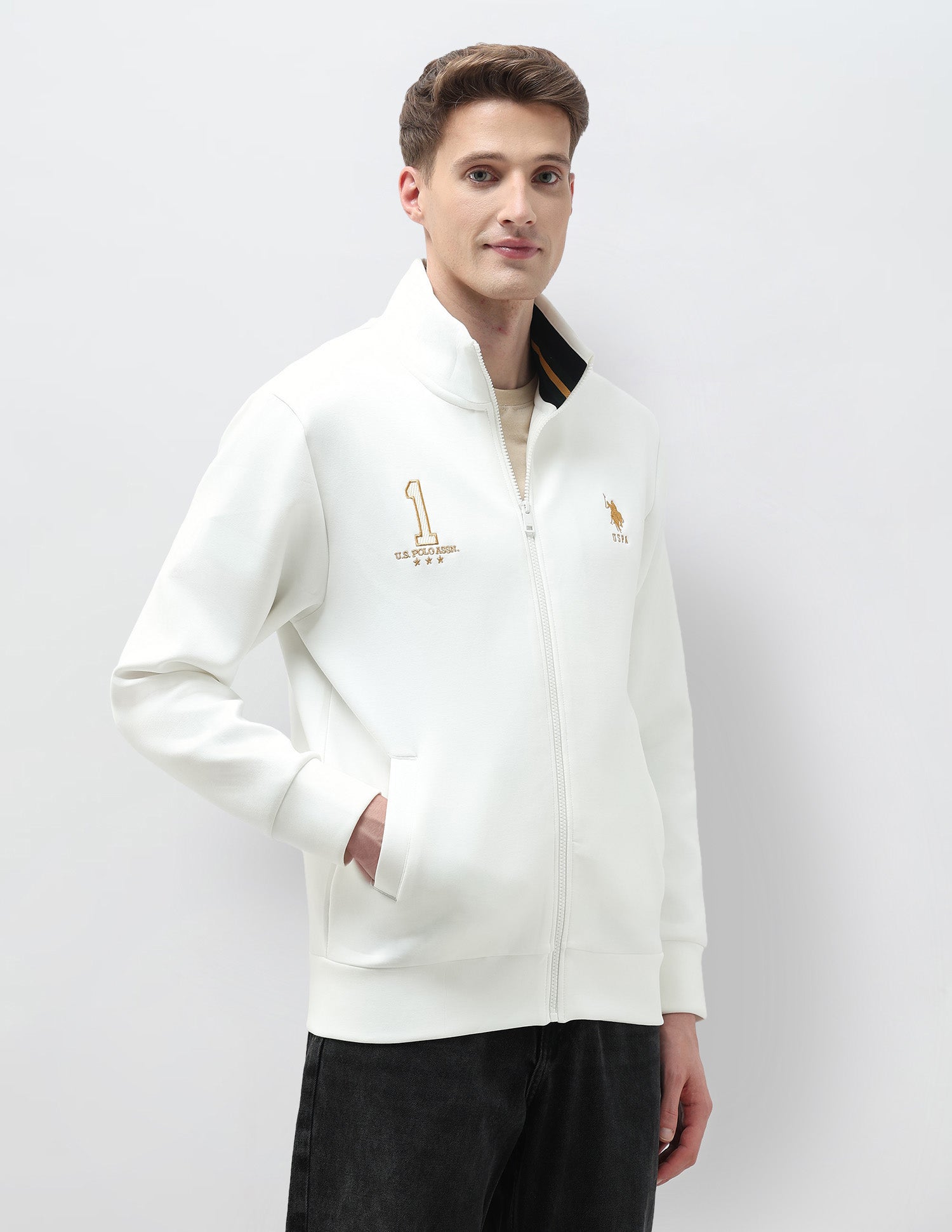 Numeric Brand Embroidered Sweatshirt Off White - U.S. POLO ASSN. | Large