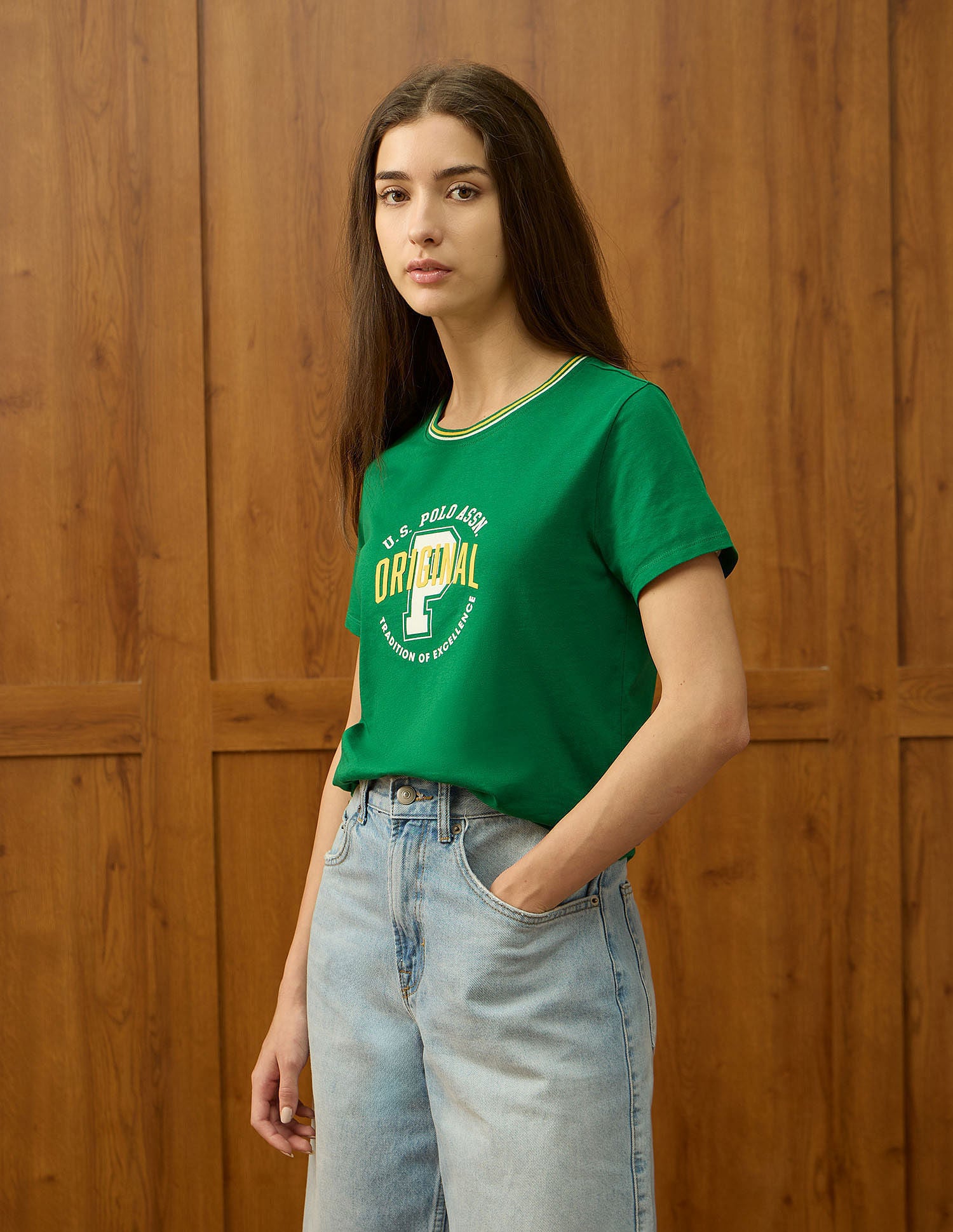 Regular Fit Brand Printed T-Shirt Green - U.S. POLO ASSN. | Large