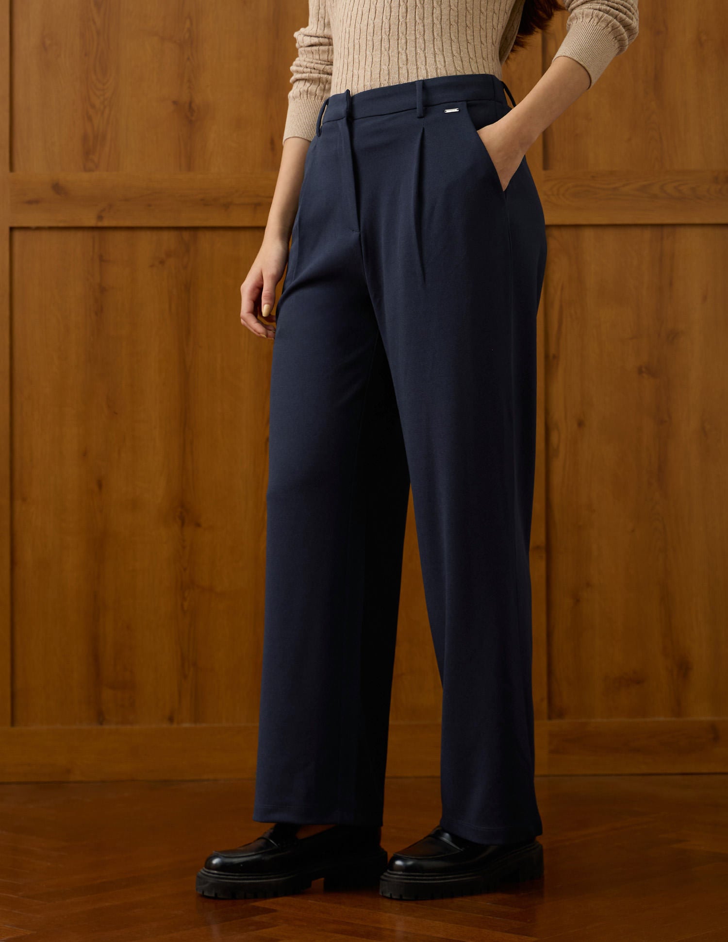 High Rise Wide Leg Trousers Blue - U.S. POLO ASSN. | Large