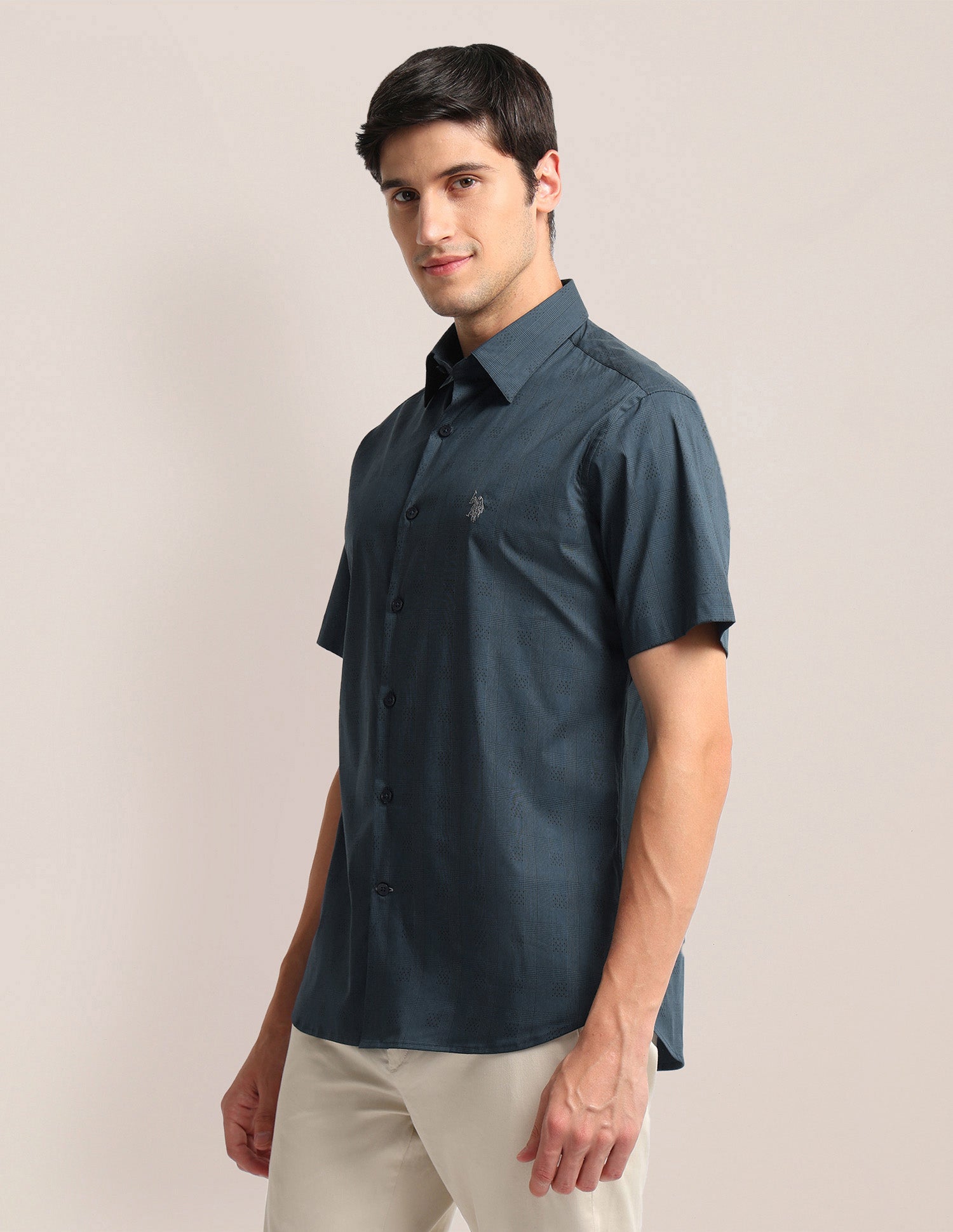 Tailored Fit Check Shirt Teal - U.S. Polo Assn. India | Large
