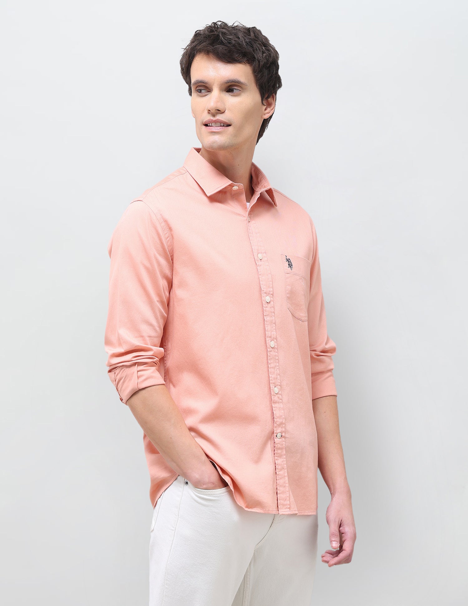 Solid Tailored Fit Shirt Pink - U.S. Polo Assn. India | Large