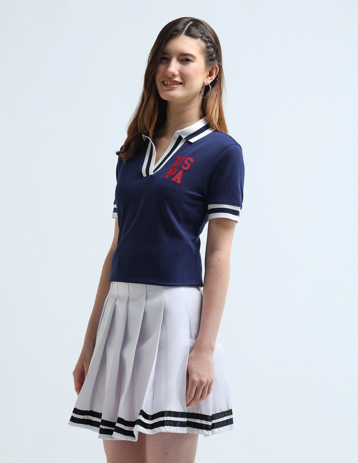 Broad Tipped Collar Solid Polo Shirt Navy - U.S. POLO ASSN. | Large